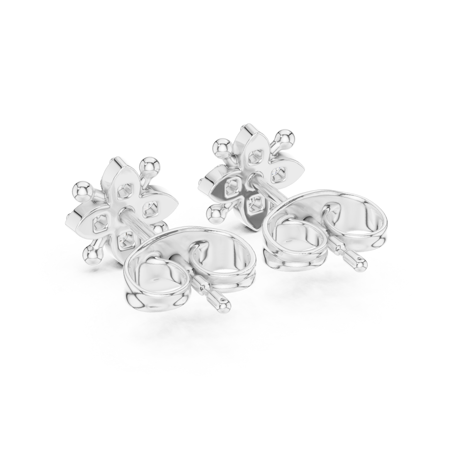  White Gold Radiant Blossom Petite Earrings Side View