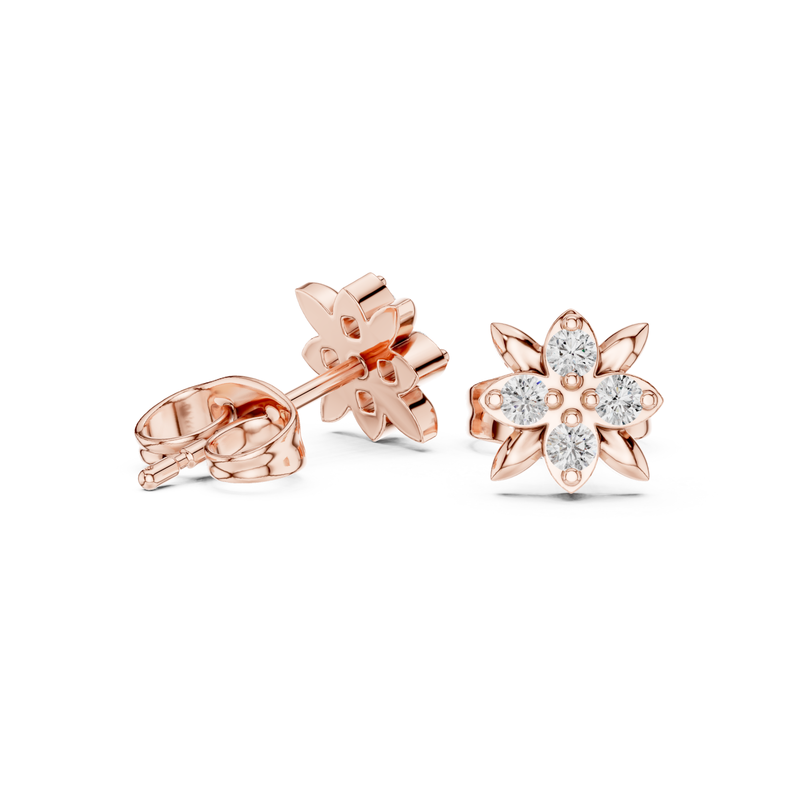  Rose Gold Lustrous Morning Meadow Stud Earrings Left View