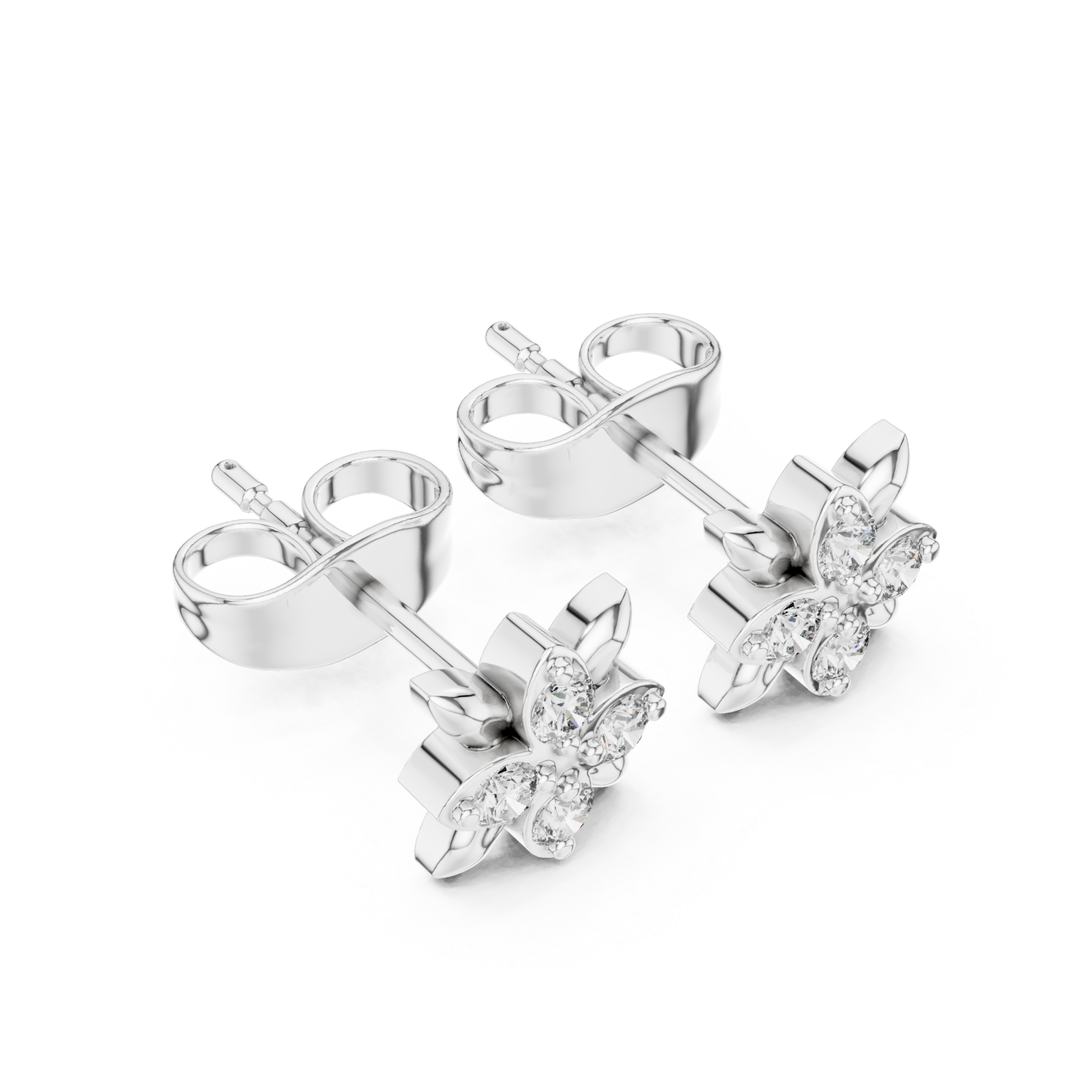  White Gold Lustrous Morning Meadow Stud Earrings Right View