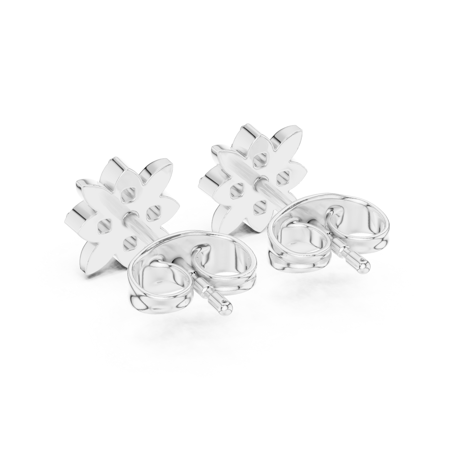  White Gold Lustrous Morning Meadow Stud Earrings Side View