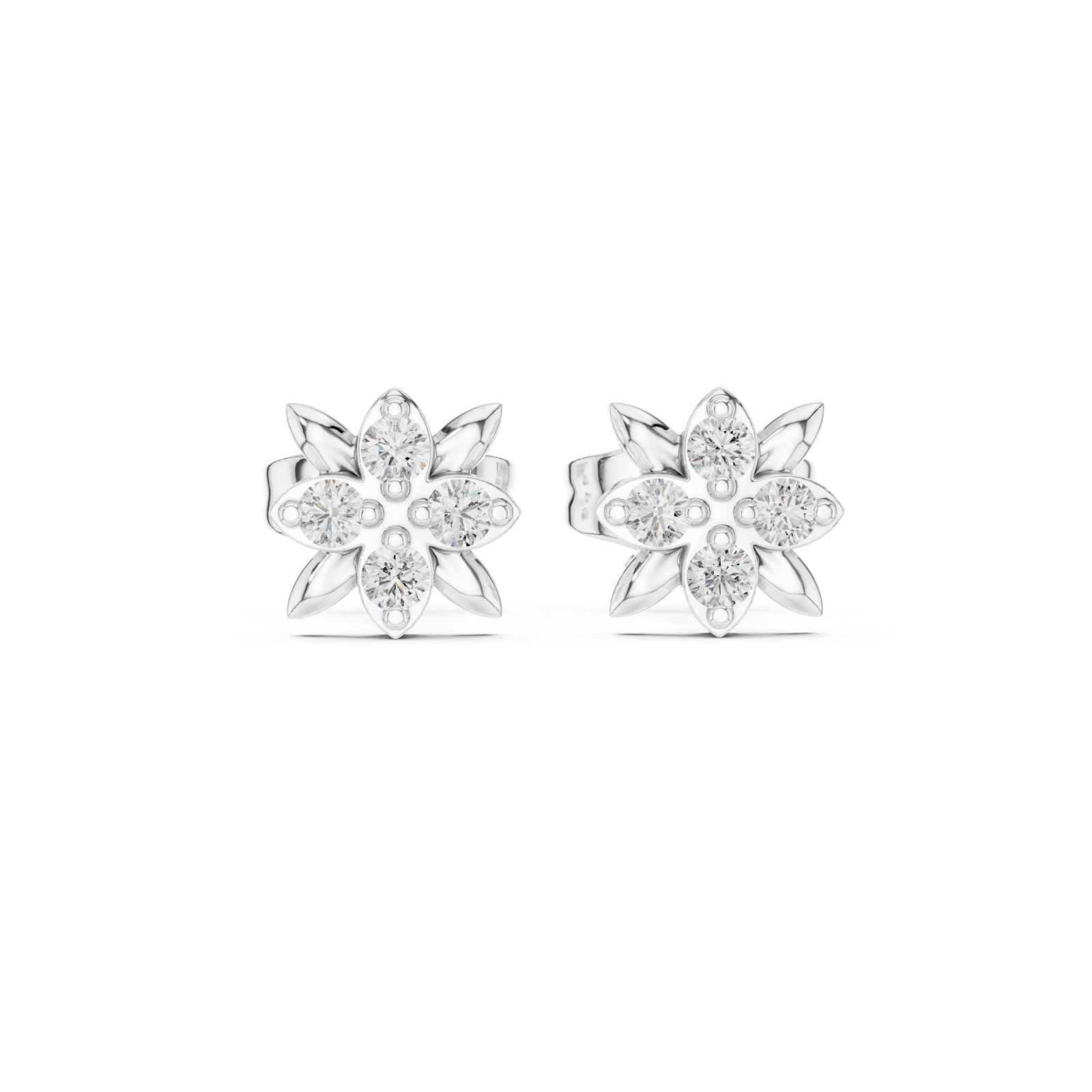 White Gold Lustrous Morning Meadow Stud Earrings Front View
