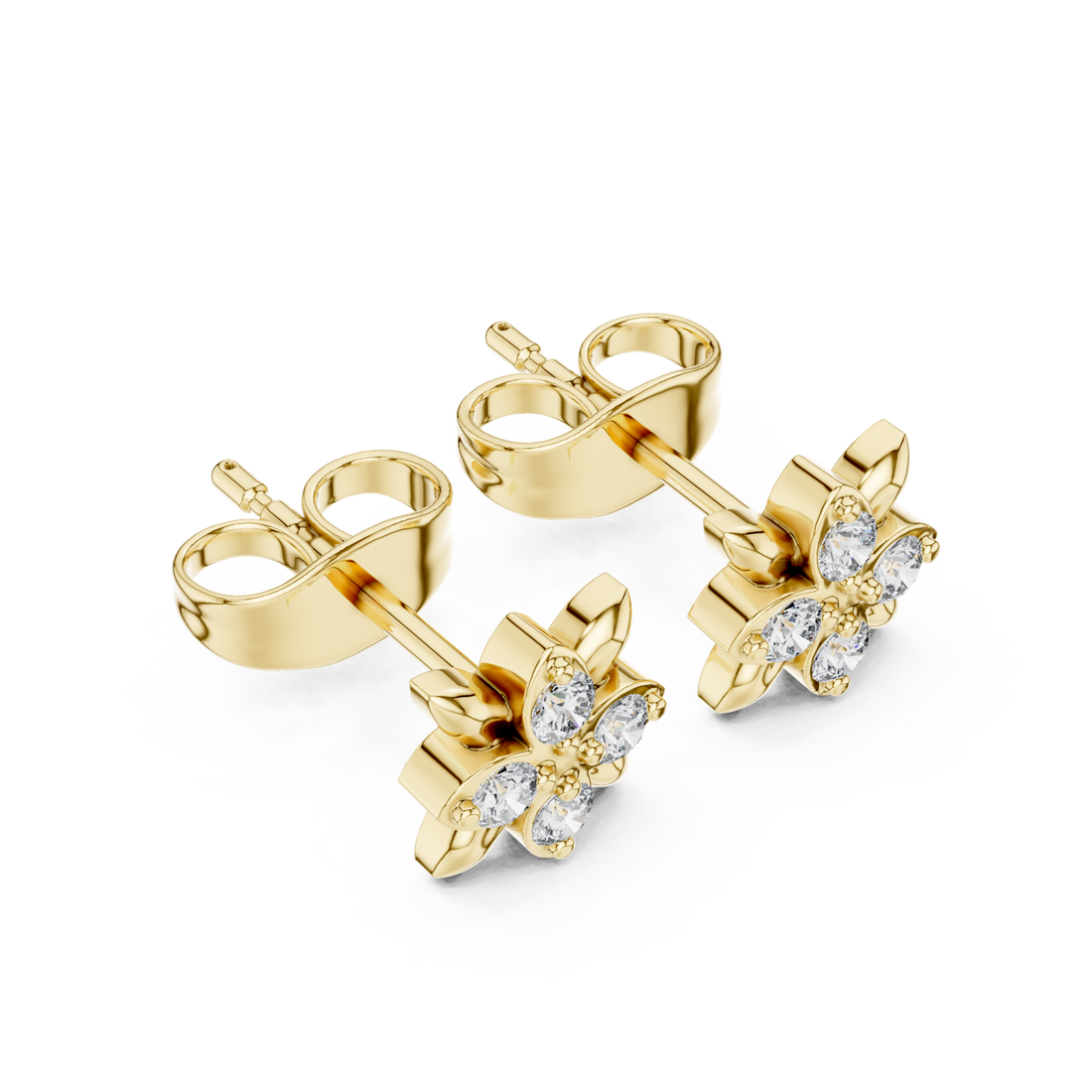 Gold Lustrous Morning Meadow Stud Earrings Right View