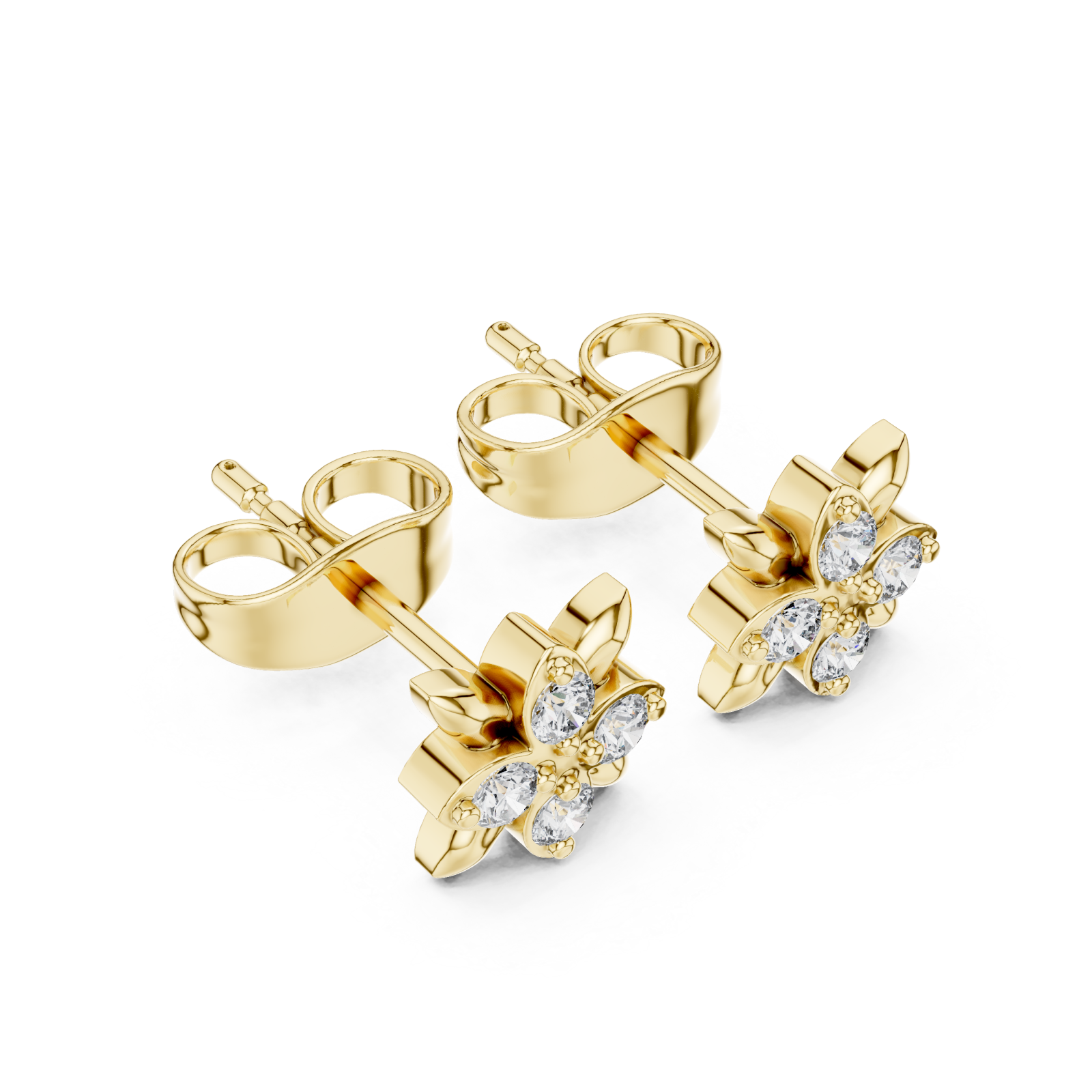 Gold Lustrous Morning Meadow Stud Earrings Right View