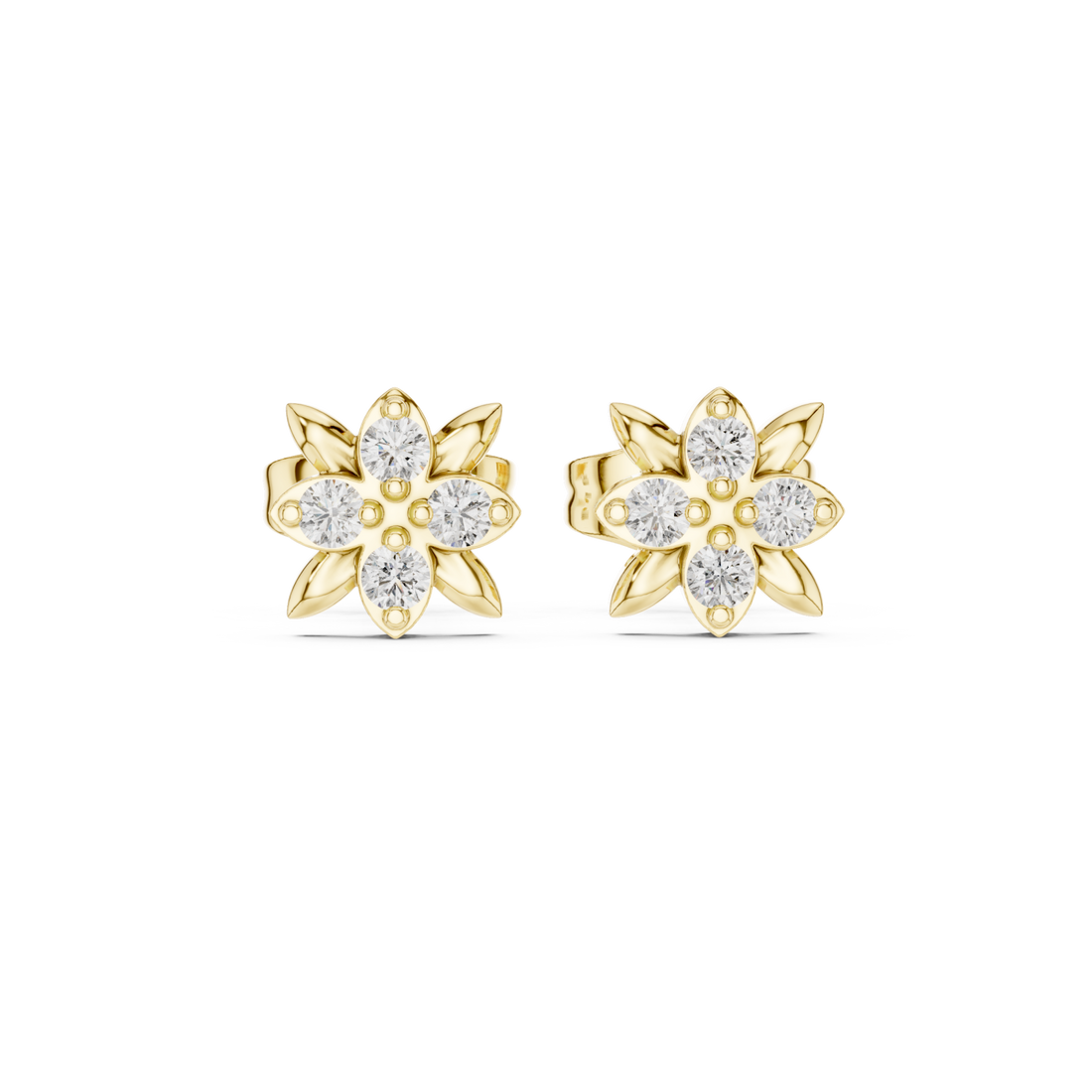 Gold Lustrous Morning Meadow Stud Earrings Right View