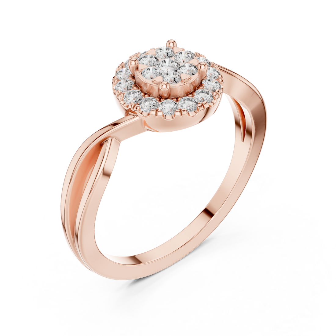  Rose Gold Aurora Embrace Shimmering Centerpiece Solitaire Ring Right View