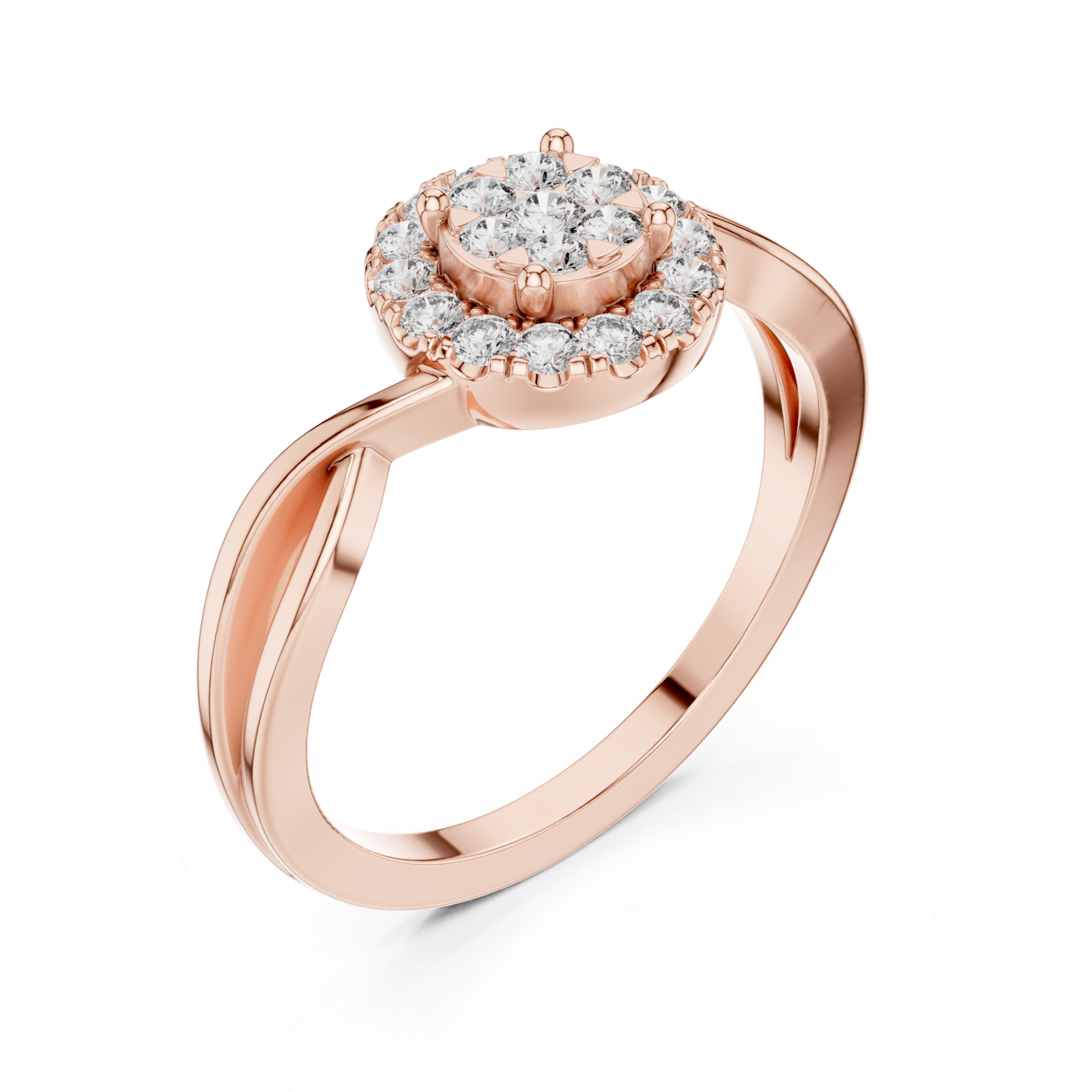  Rose Gold Aurora Embrace Shimmering Centerpiece Solitaire Ring Right View