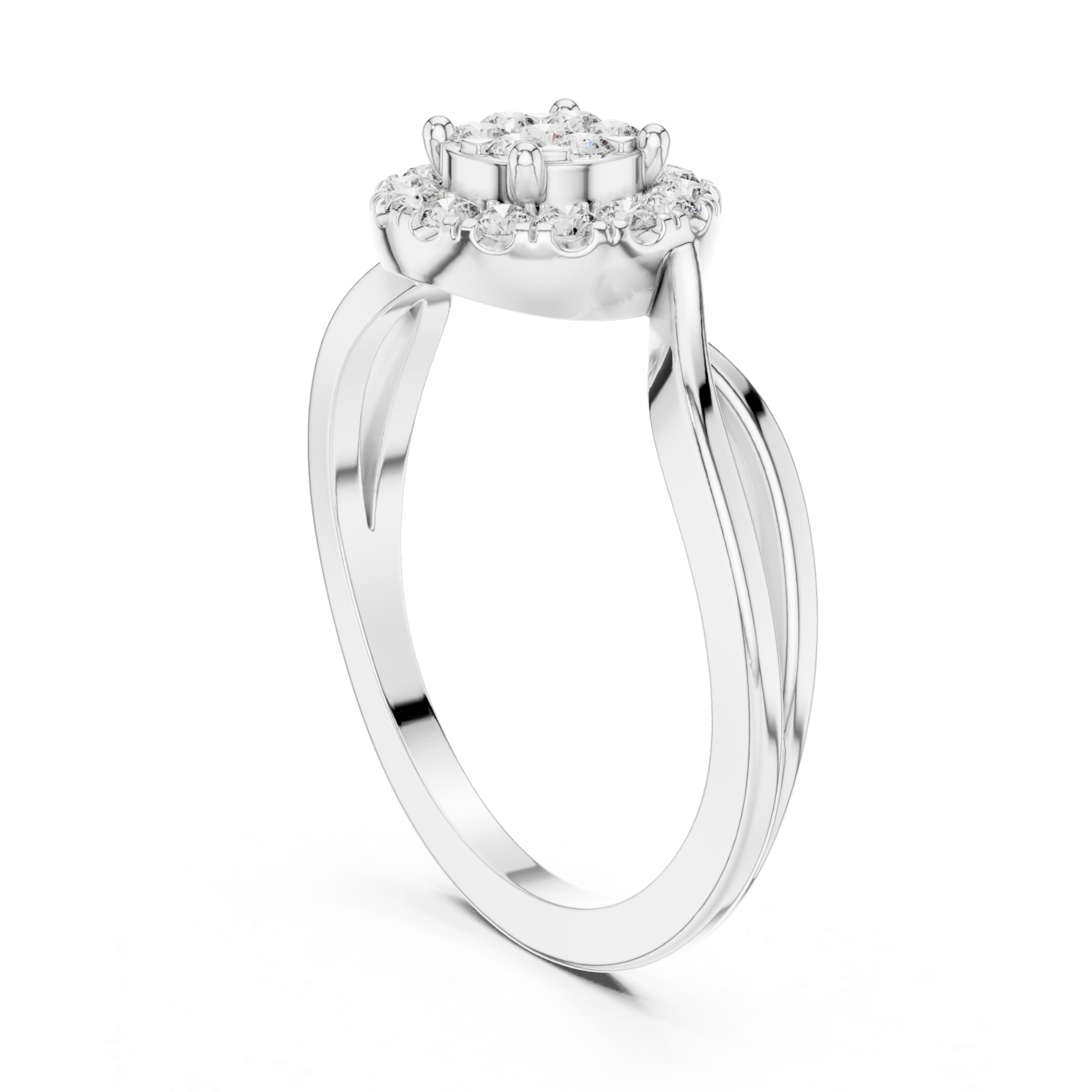  White Gold Aurora Embrace Shimmering Centerpiece Solitaire Ring Left View