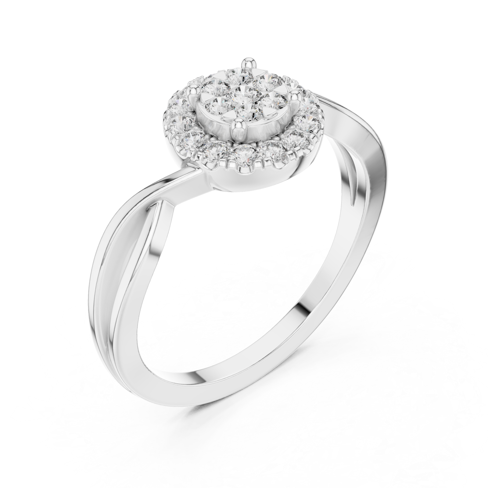  White Gold Aurora Embrace Shimmering Centerpiece Solitaire Ring Right View