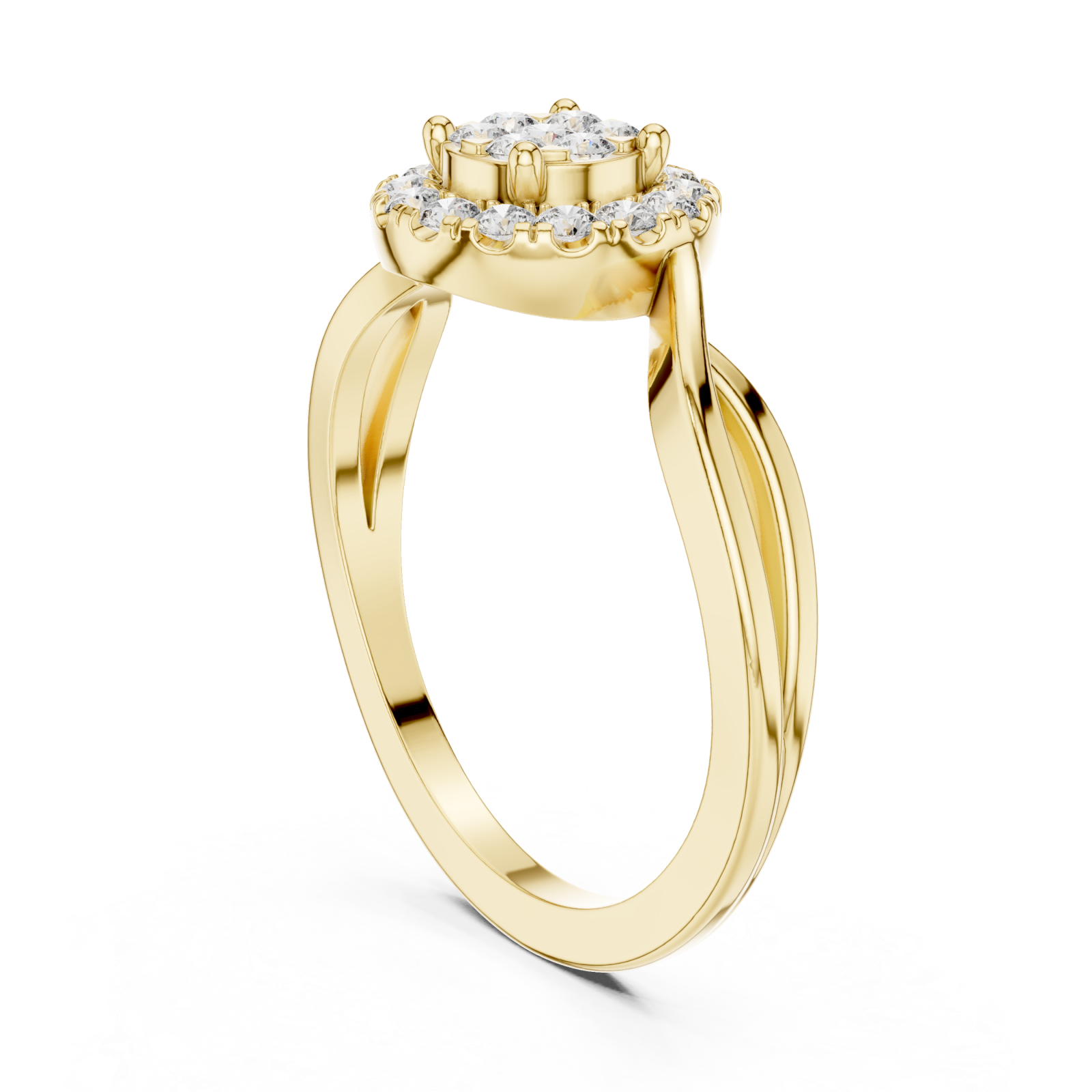  Gold Aurora Embrace Shimmering Centerpiece Solitaire Ring Left View