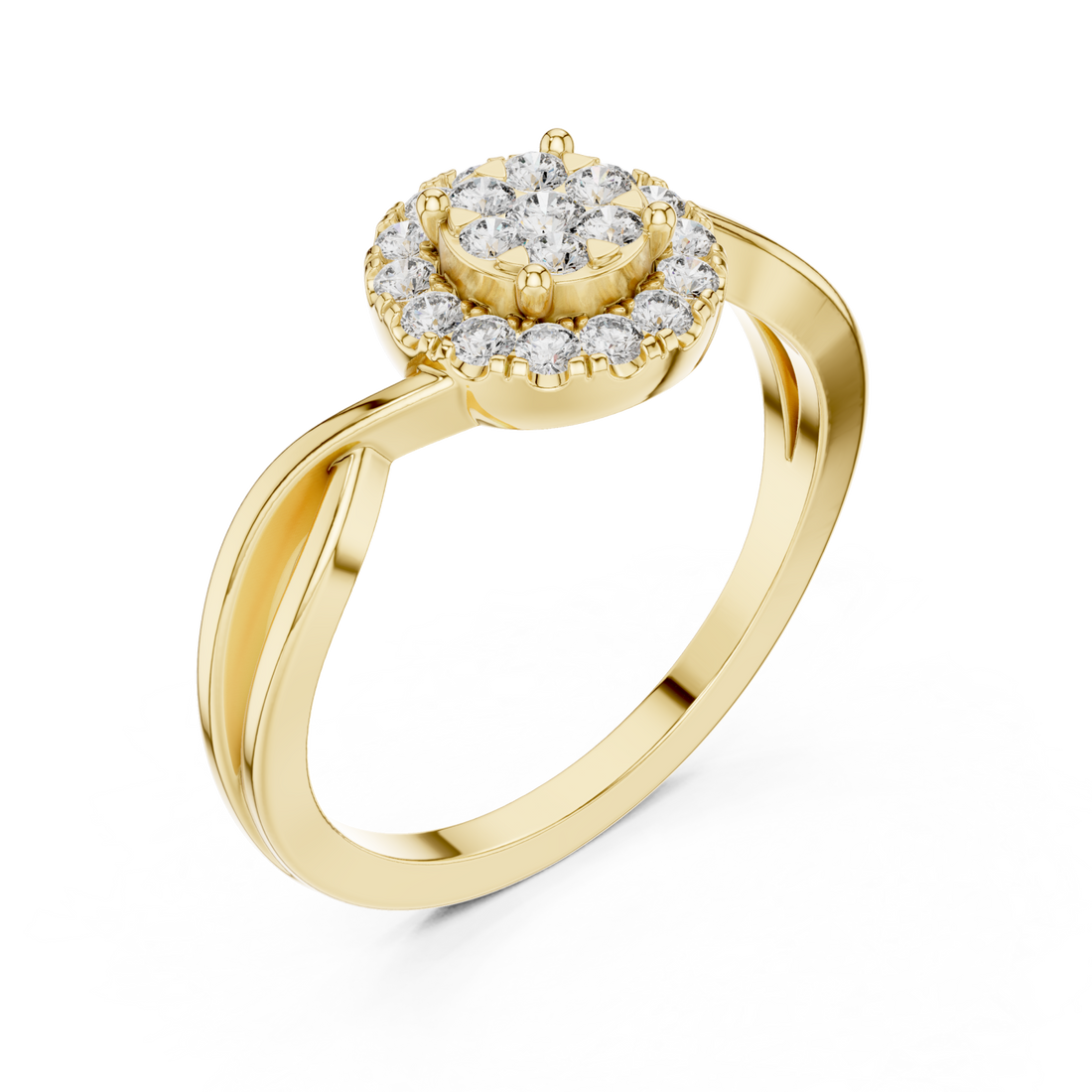 Gold Aurora Embrace Shimmering Centerpiece Solitaire Ring Right View