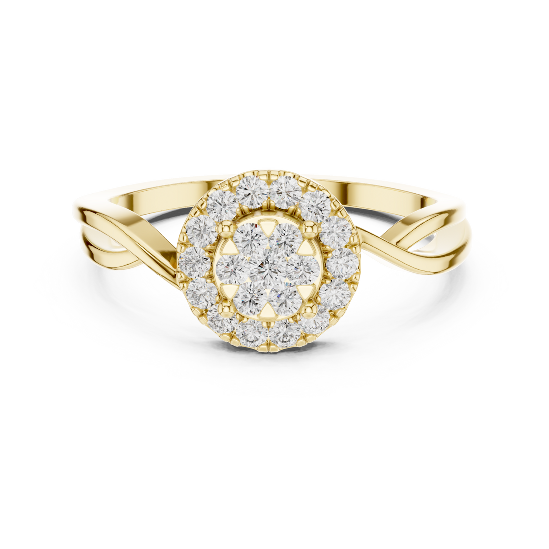 Gold Aurora Embrace Shimmering Centerpiece Solitaire Ring Right View