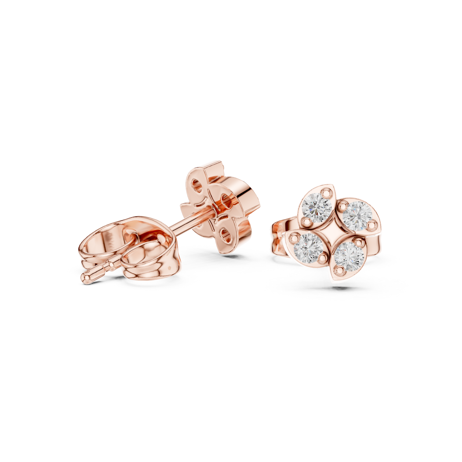  Rose Gold Luminous Petal Embrace Earrings Left View