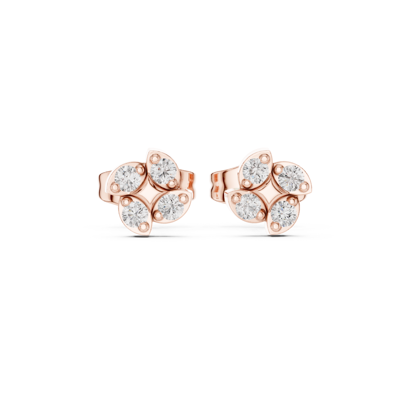  Rose Gold Luminous Petal Embrace Earrings Front View