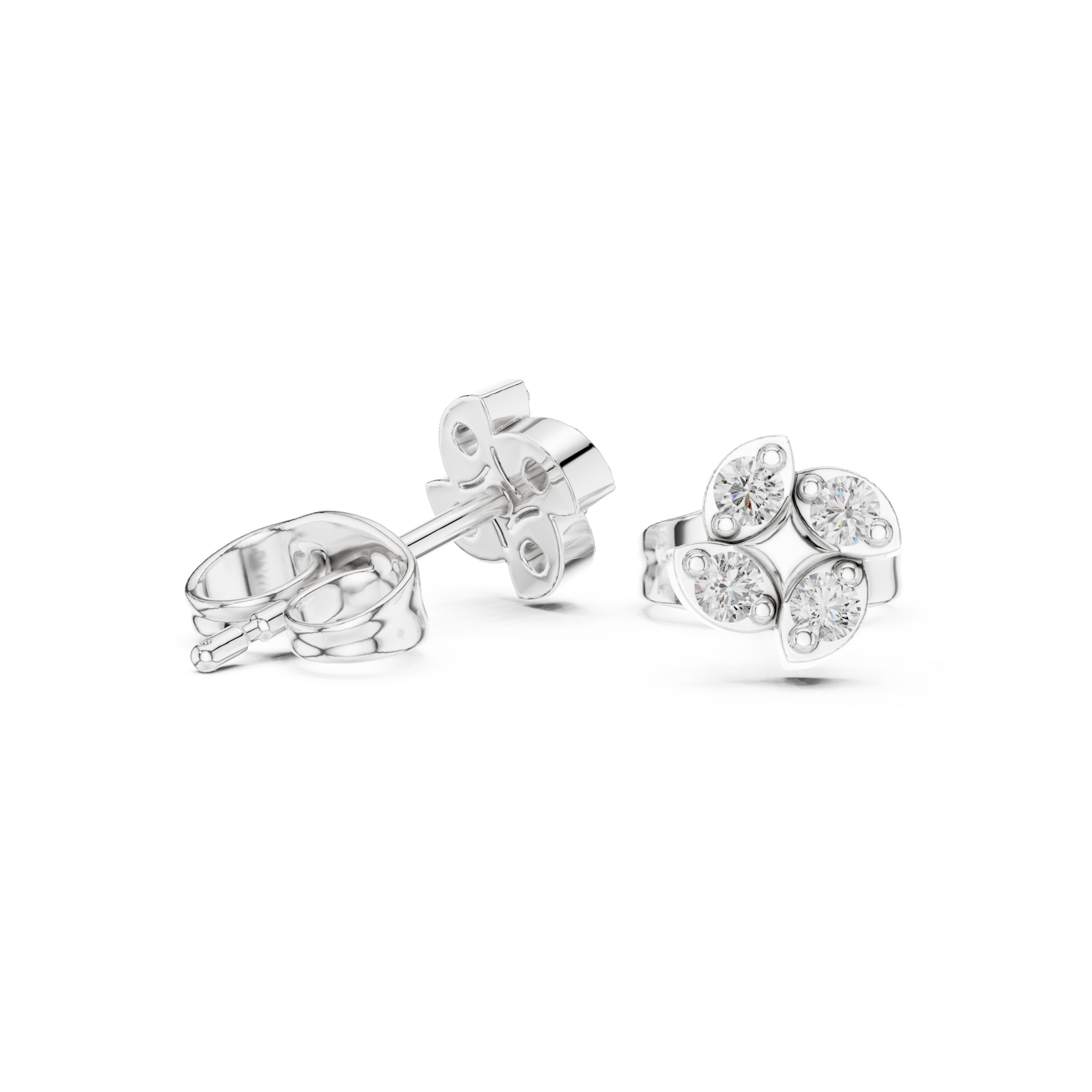 White Gold Luminous Petal Embrace Earrings Left View