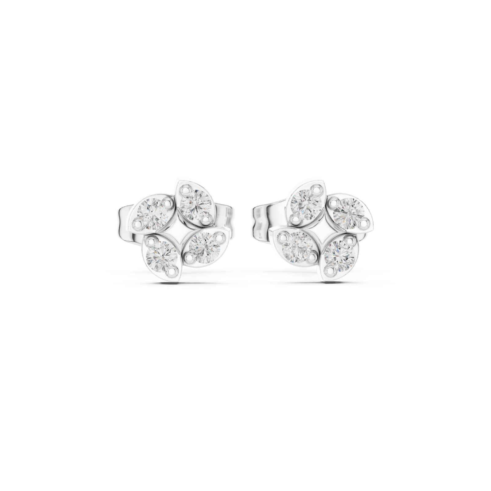  White Gold Luminous Petal Embrace Earrings Front View