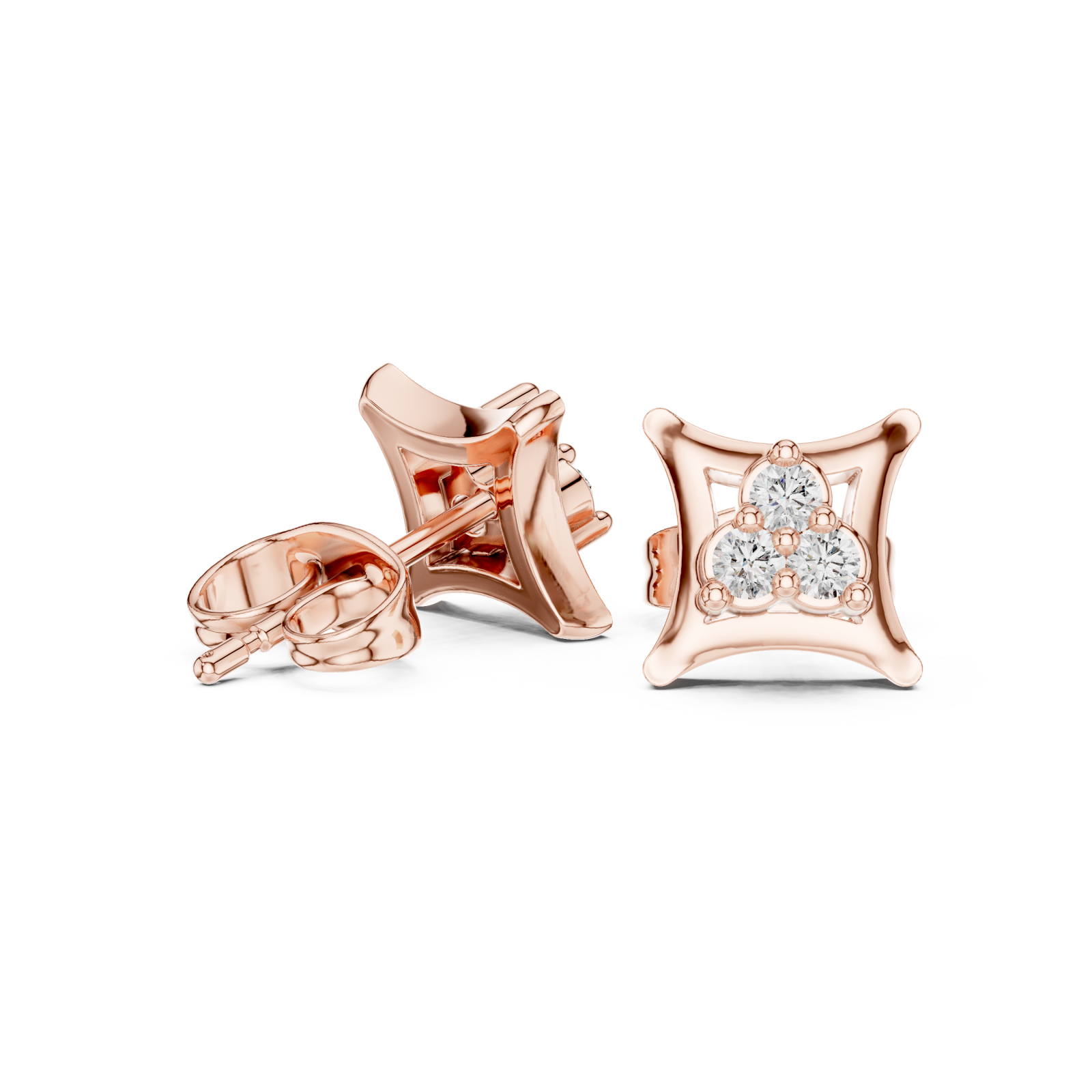  Rose Gold Petal Embrace Earrings Left View