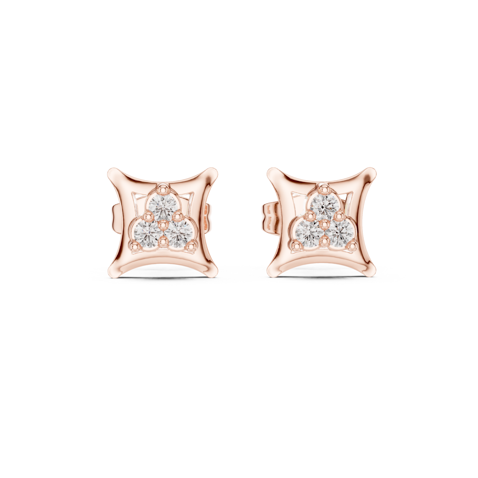  Rose Gold Petal Embrace Earrings Front View