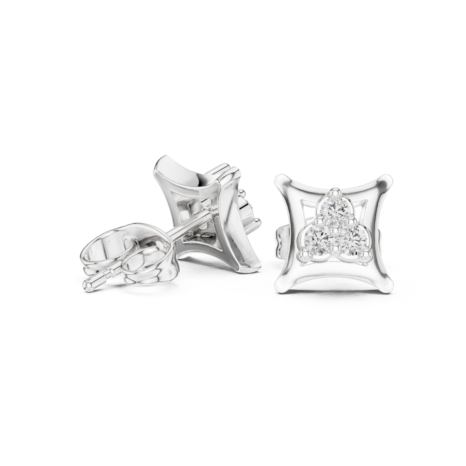  White Gold Petal Embrace Earrings Left View