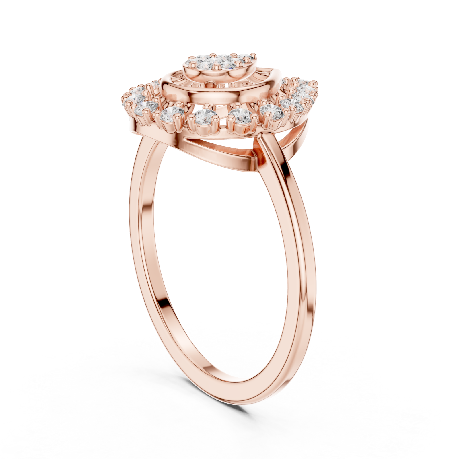  Rose Gold Opulent Petal Gracefully Framed Ring Left View