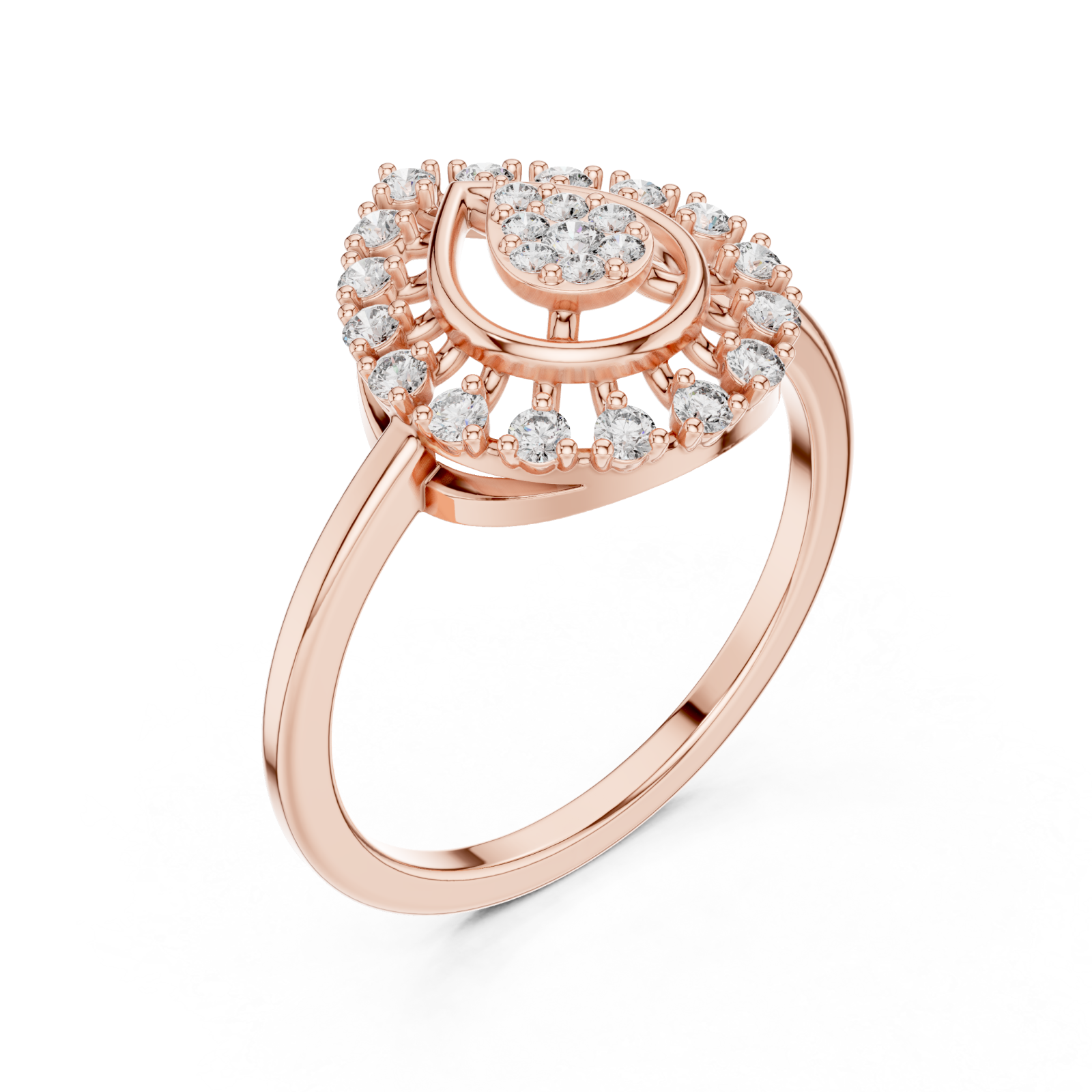  Rose Gold Opulent Petal Gracefully Framed Ring Right View