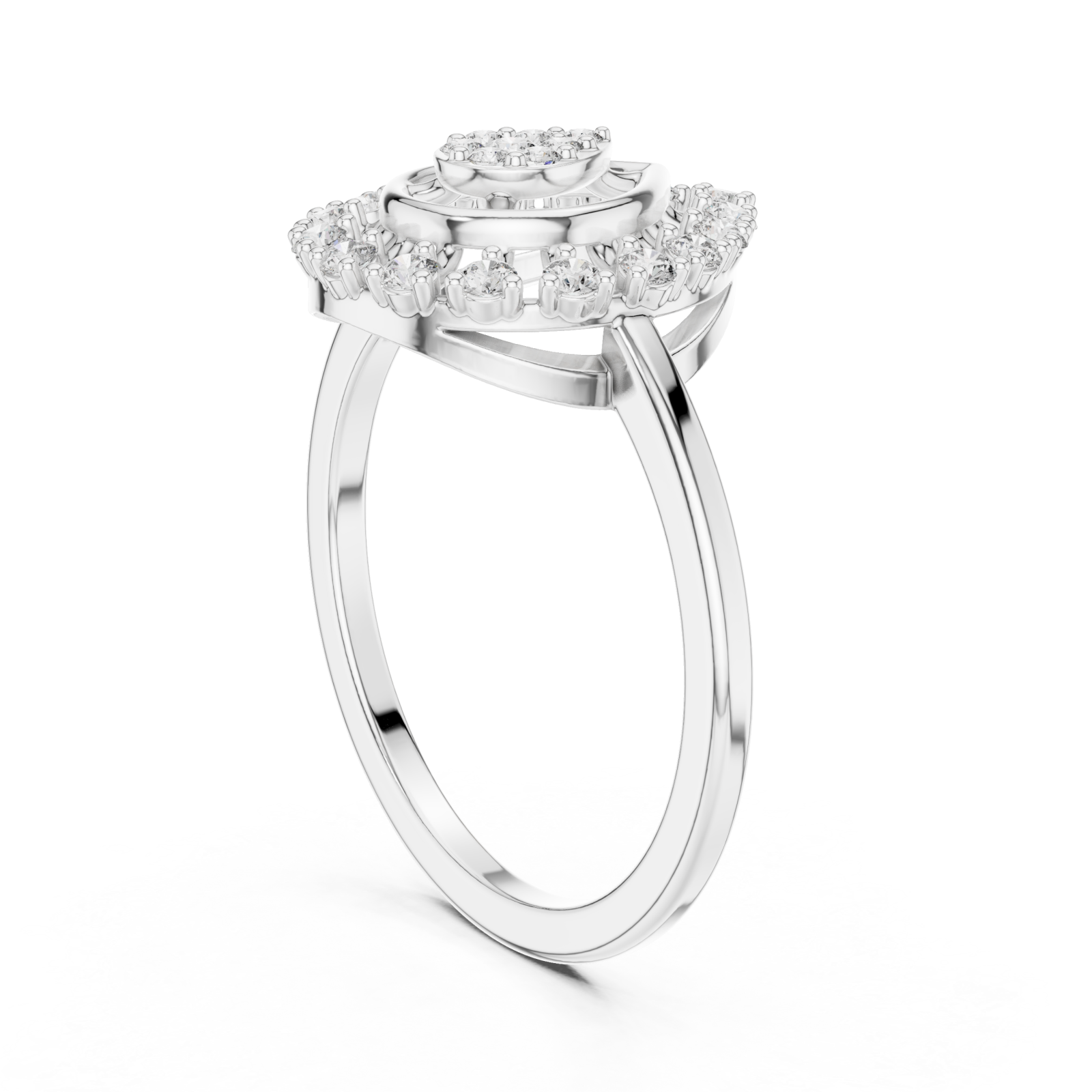  White Gold Opulent Petal Gracefully Framed Ring Left View
