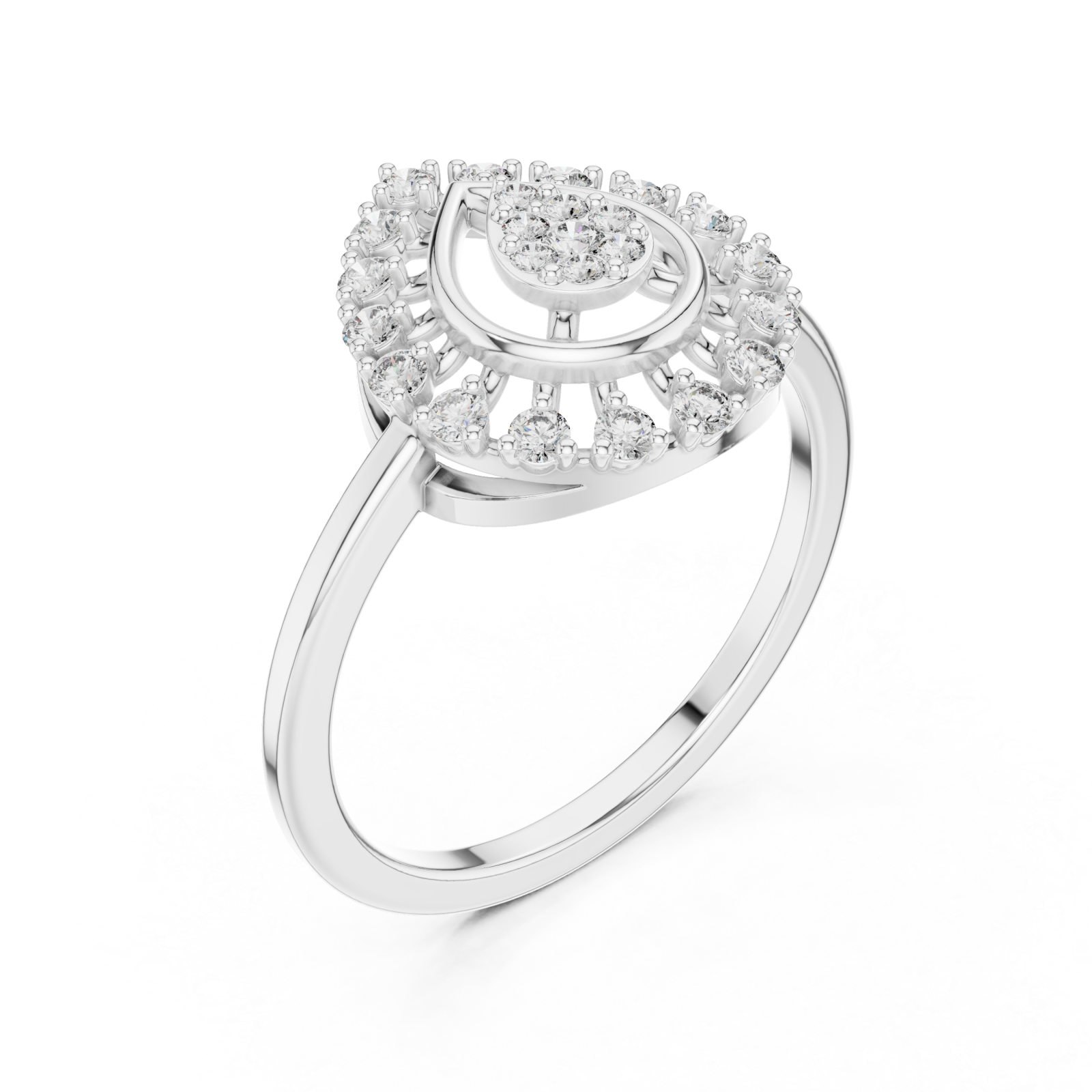  White Gold Opulent Petal Gracefully Framed Ring Right View