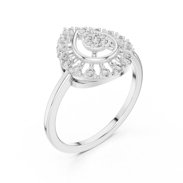  White Gold Opulent Petal Gracefully Framed Ring Right View