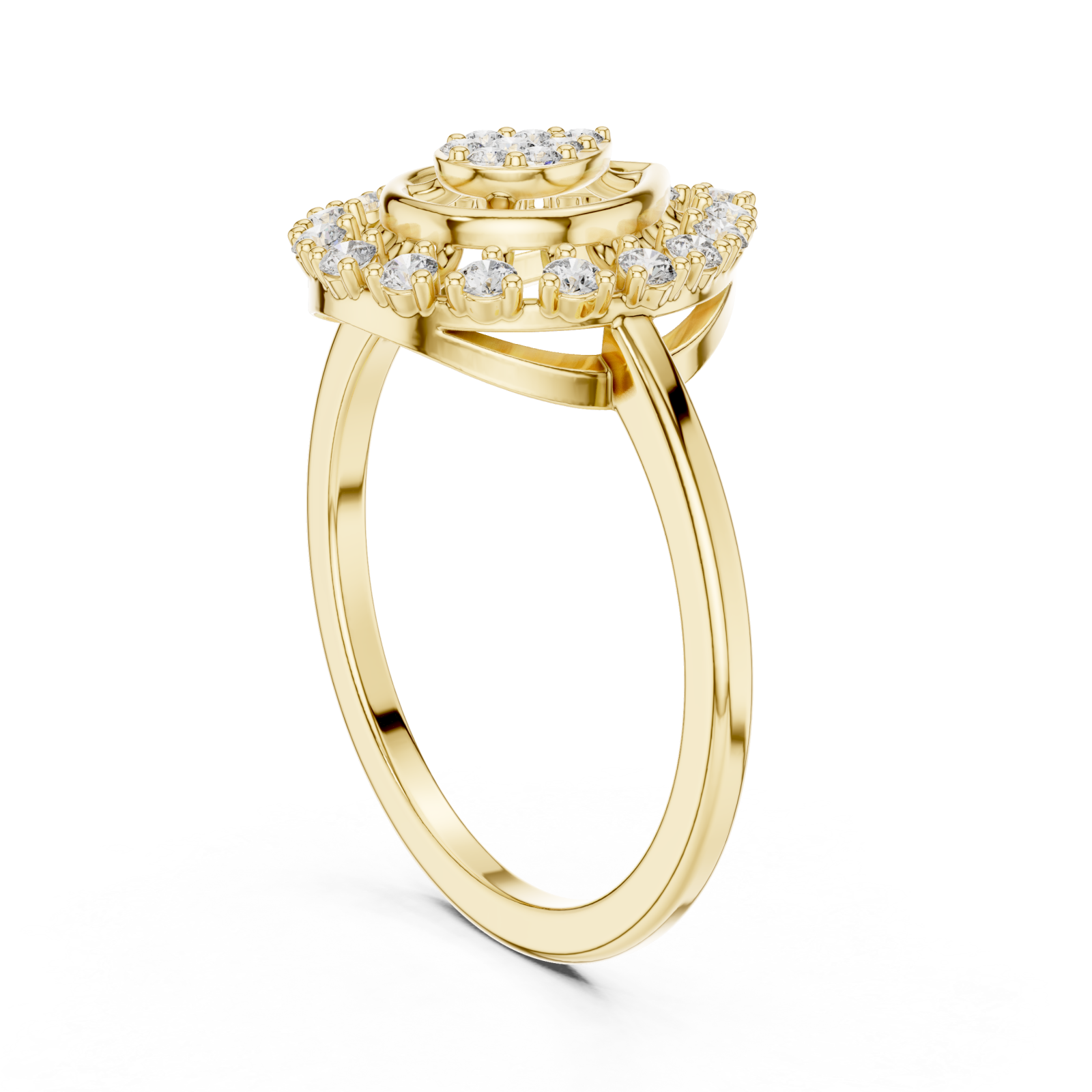  Gold Opulent Petal Gracefully Framed Ring Left View