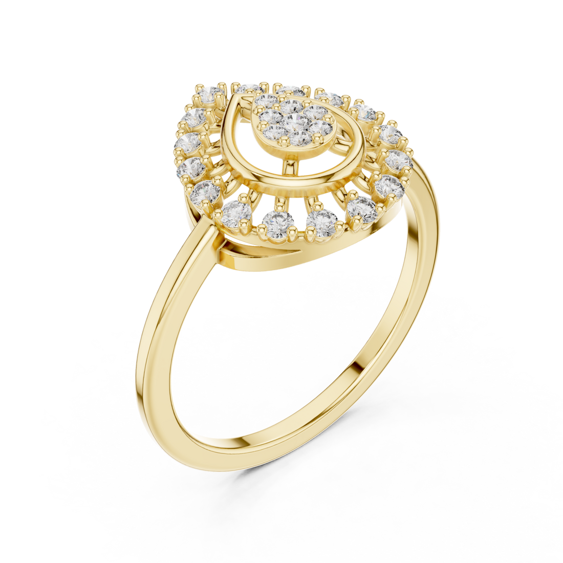 Gold Opulent Petal Gracefully Framed Ring Right View