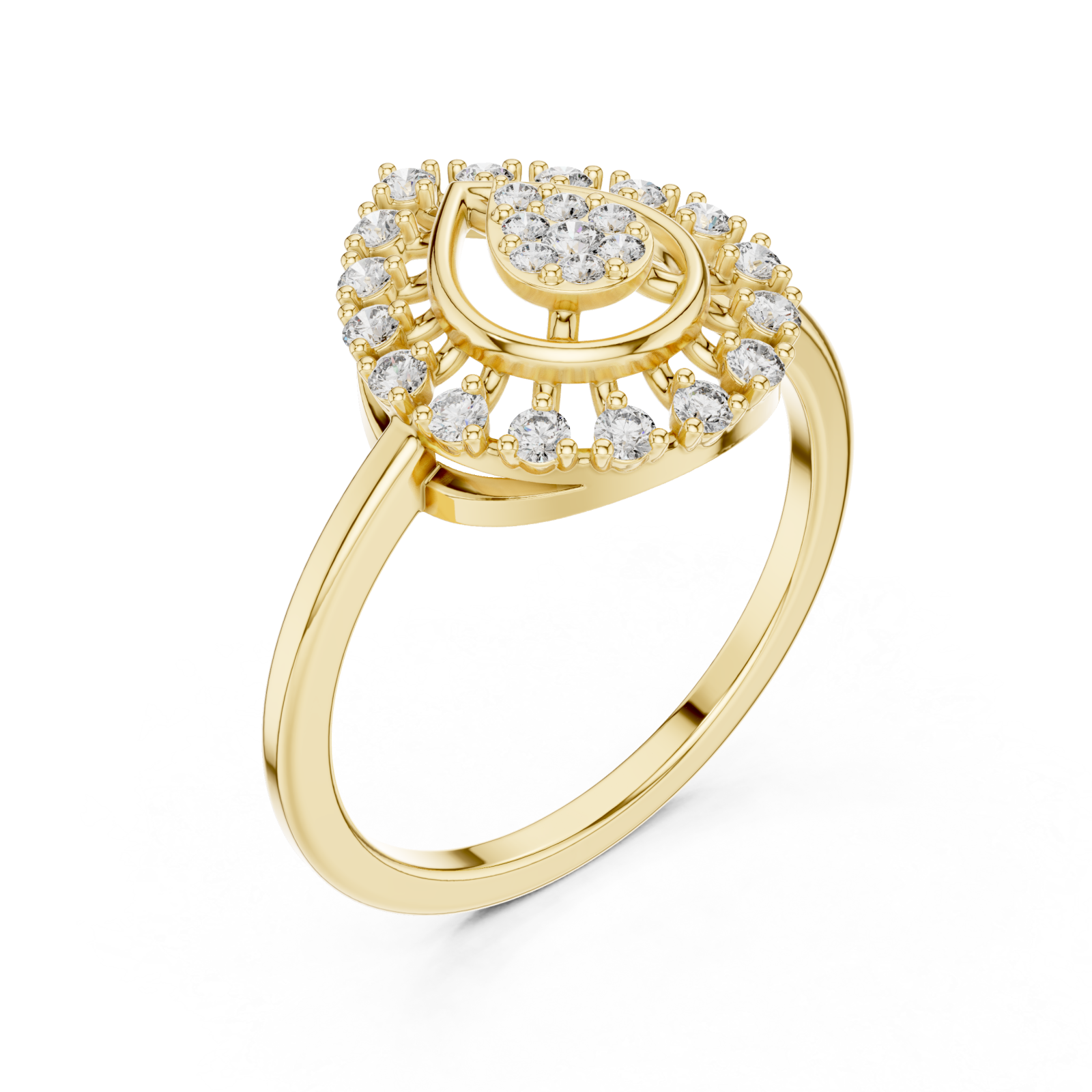 Gold Opulent Petal Gracefully Framed Ring Right View