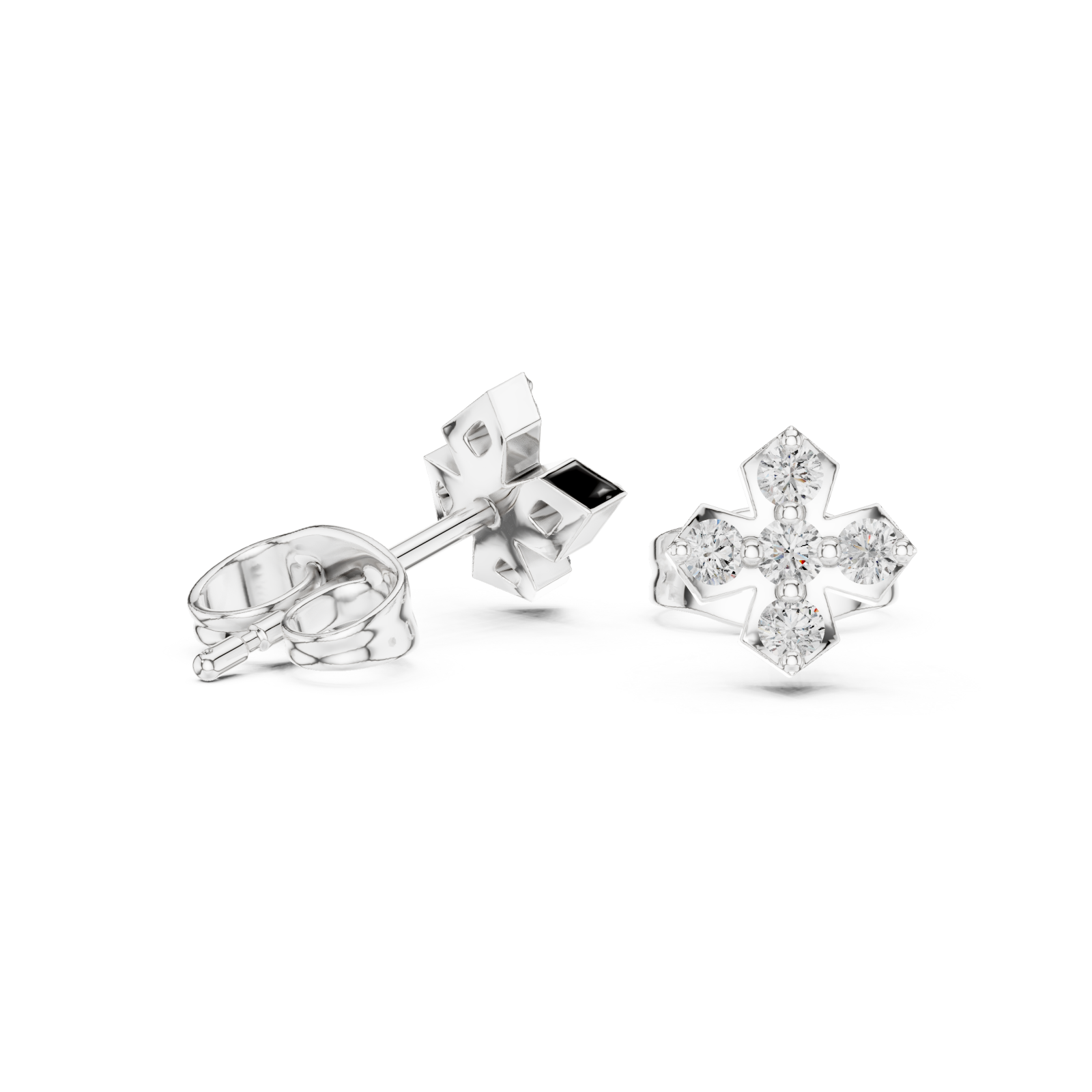  White Gold Celestial Blossom Miniature Stud Pair Left View