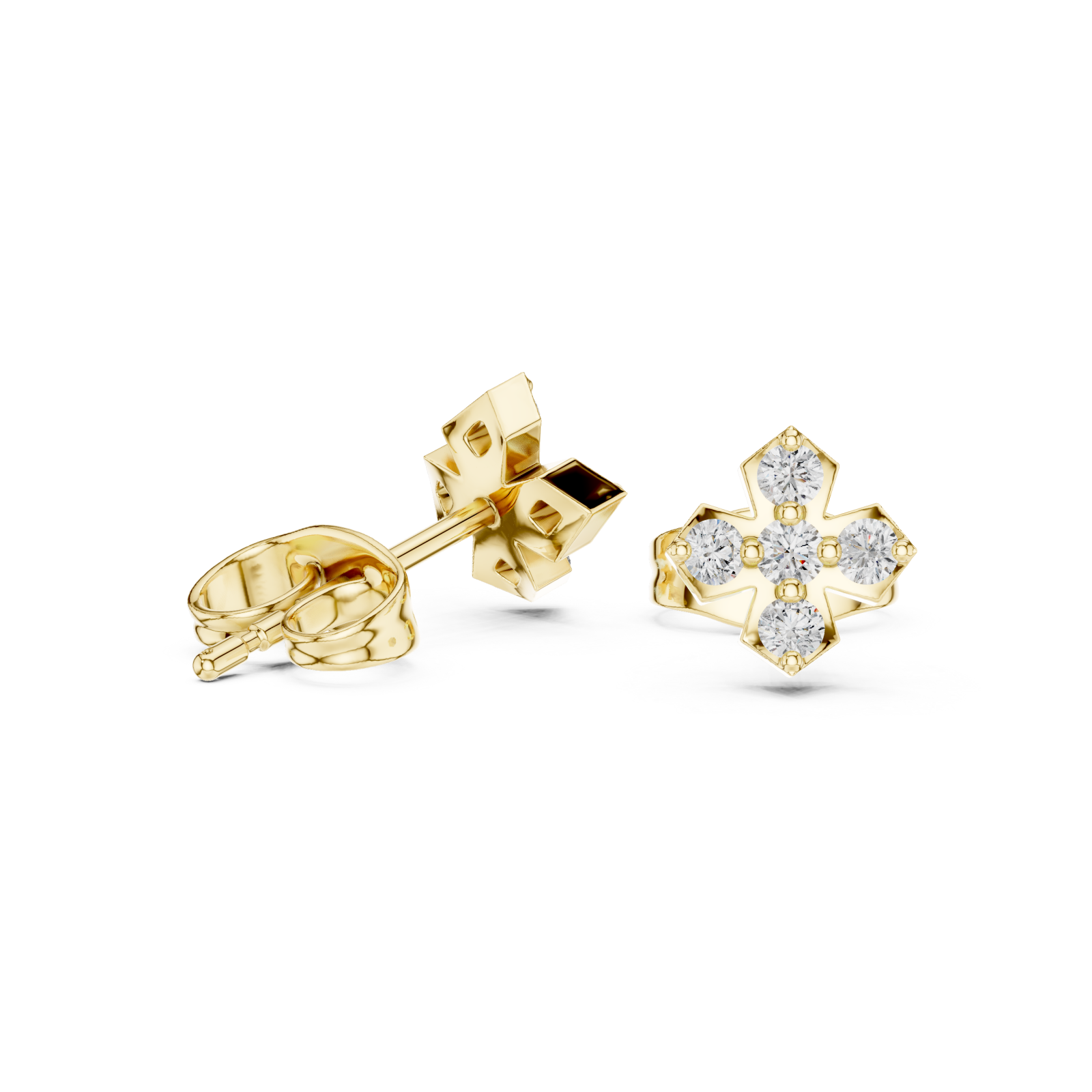  Gold Celestial Blossom Miniature Stud Pair Left View