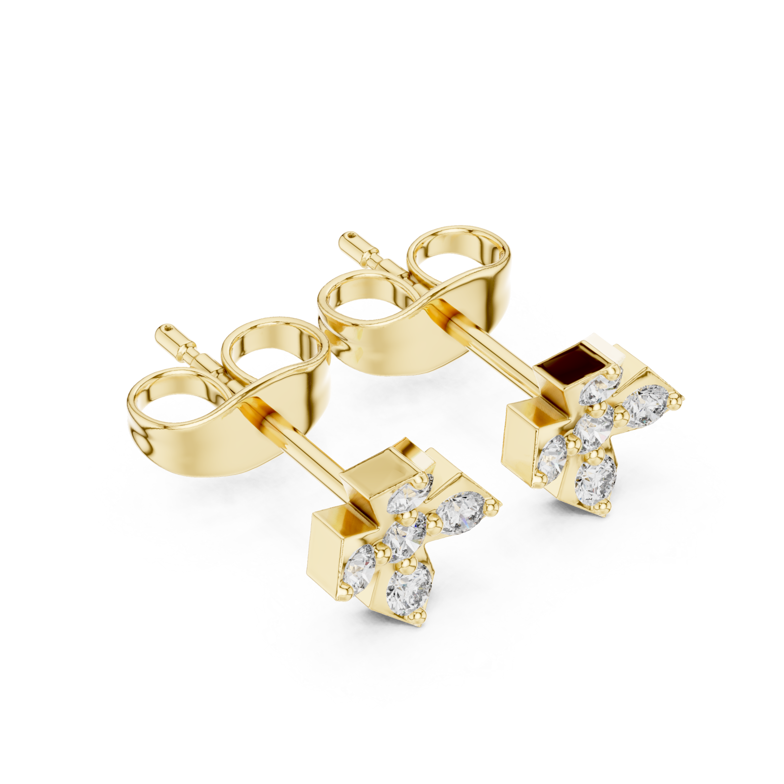 Gold Celestial Blossom Miniature Stud Pair Right View