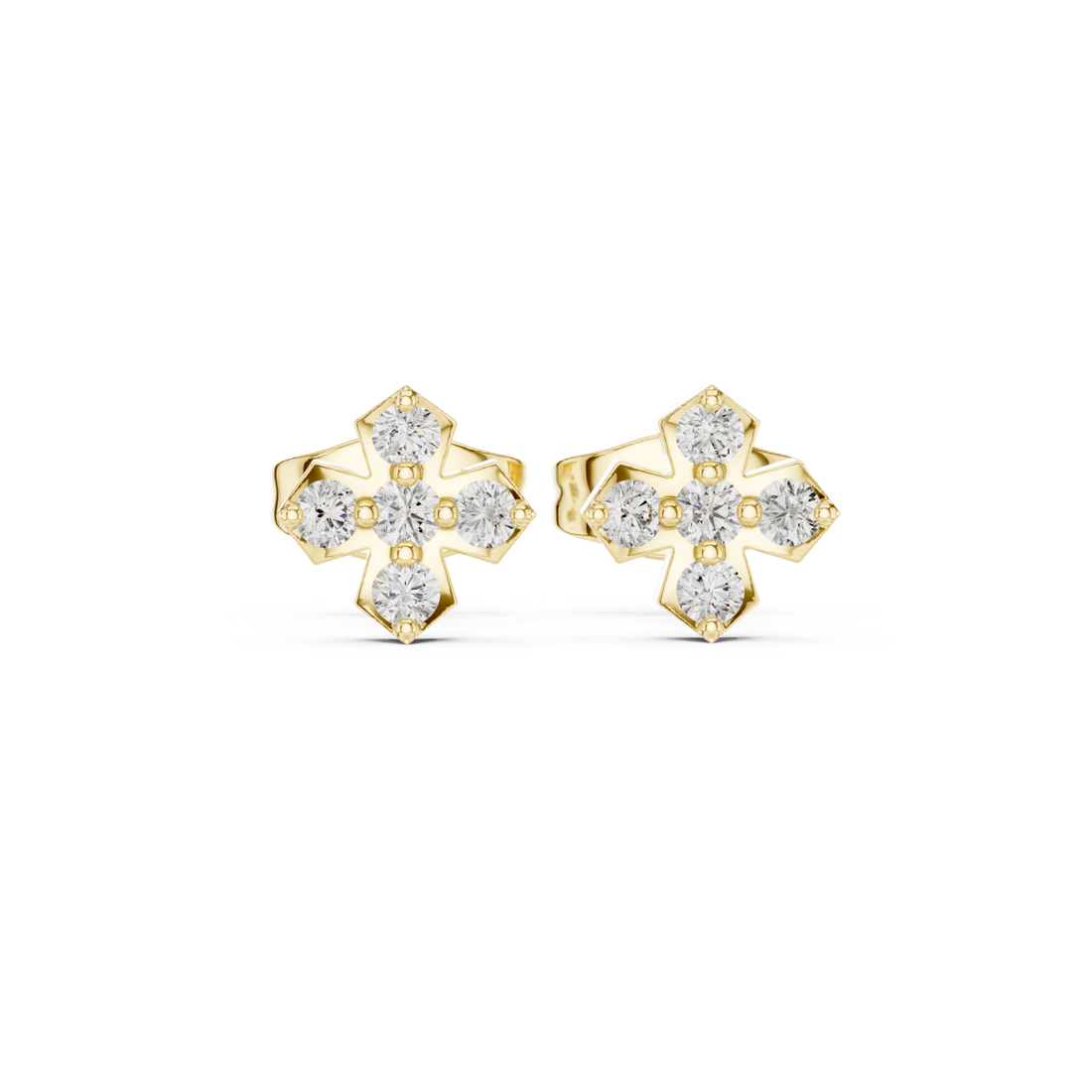 Gold Celestial Blossom Miniature Stud Pair Right View