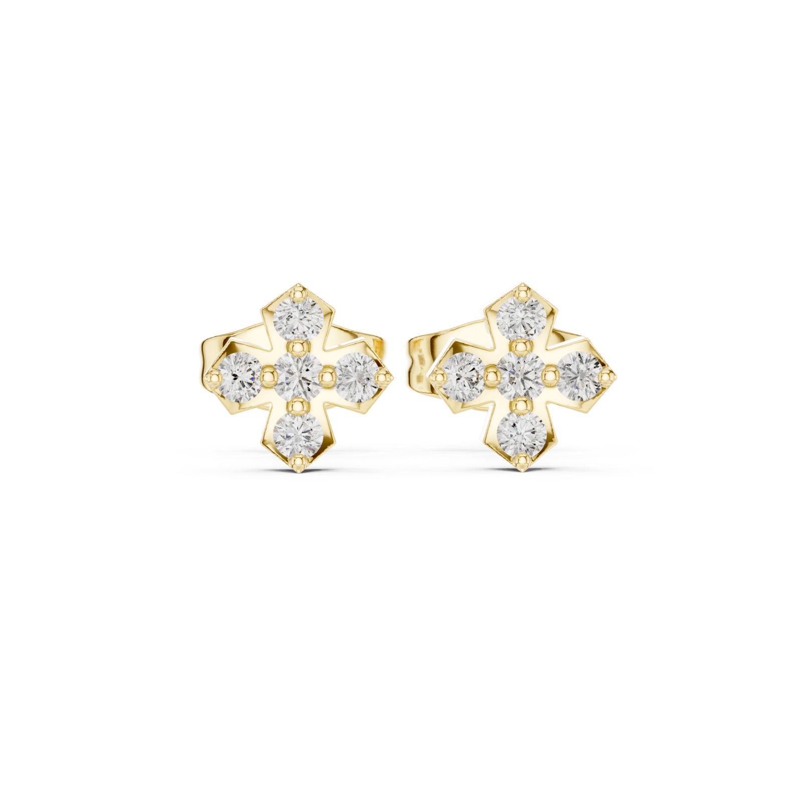  Gold Celestial Blossom Miniature Stud Pair Front View