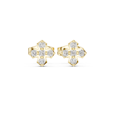  Gold Celestial Blossom Miniature Stud Pair Front View