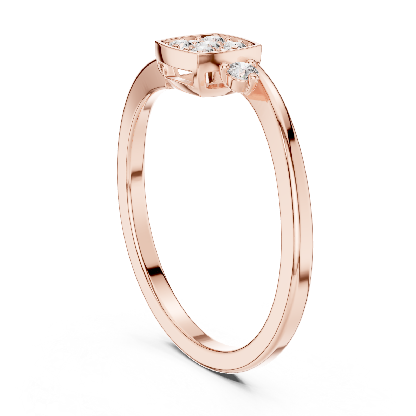  Rose Gold Celestial Spark Radiance Halo Engagement Ring Left View