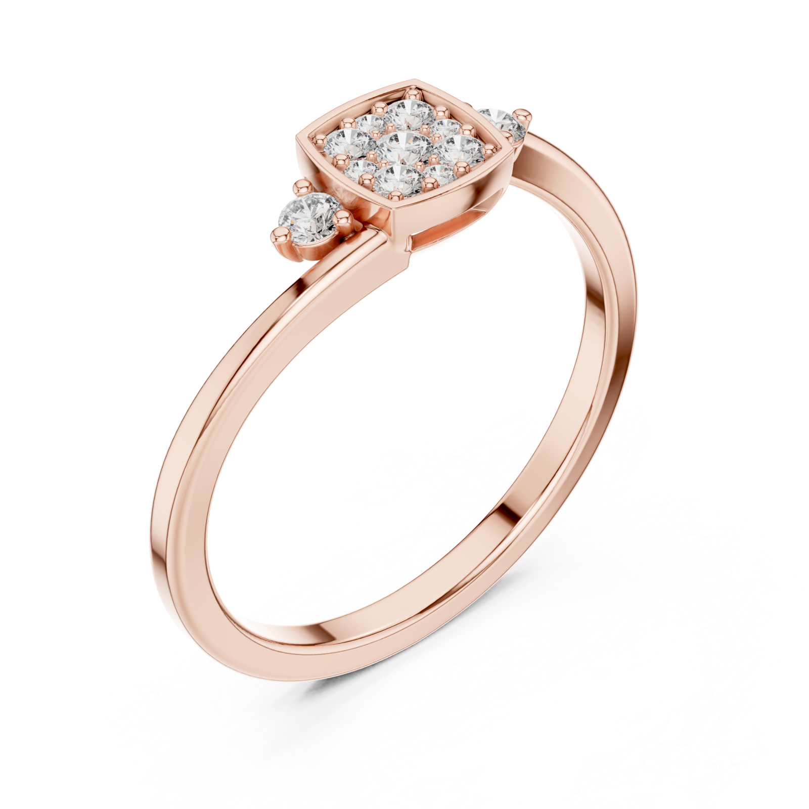  Rose Gold Celestial Spark Radiance Halo Engagement Ring Right View