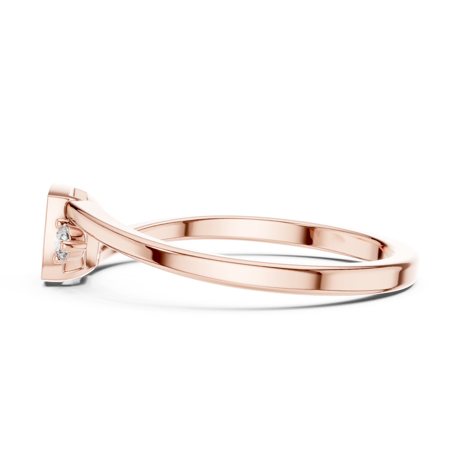  Rose Gold Celestial Spark Radiance Halo Engagement Ring Side View