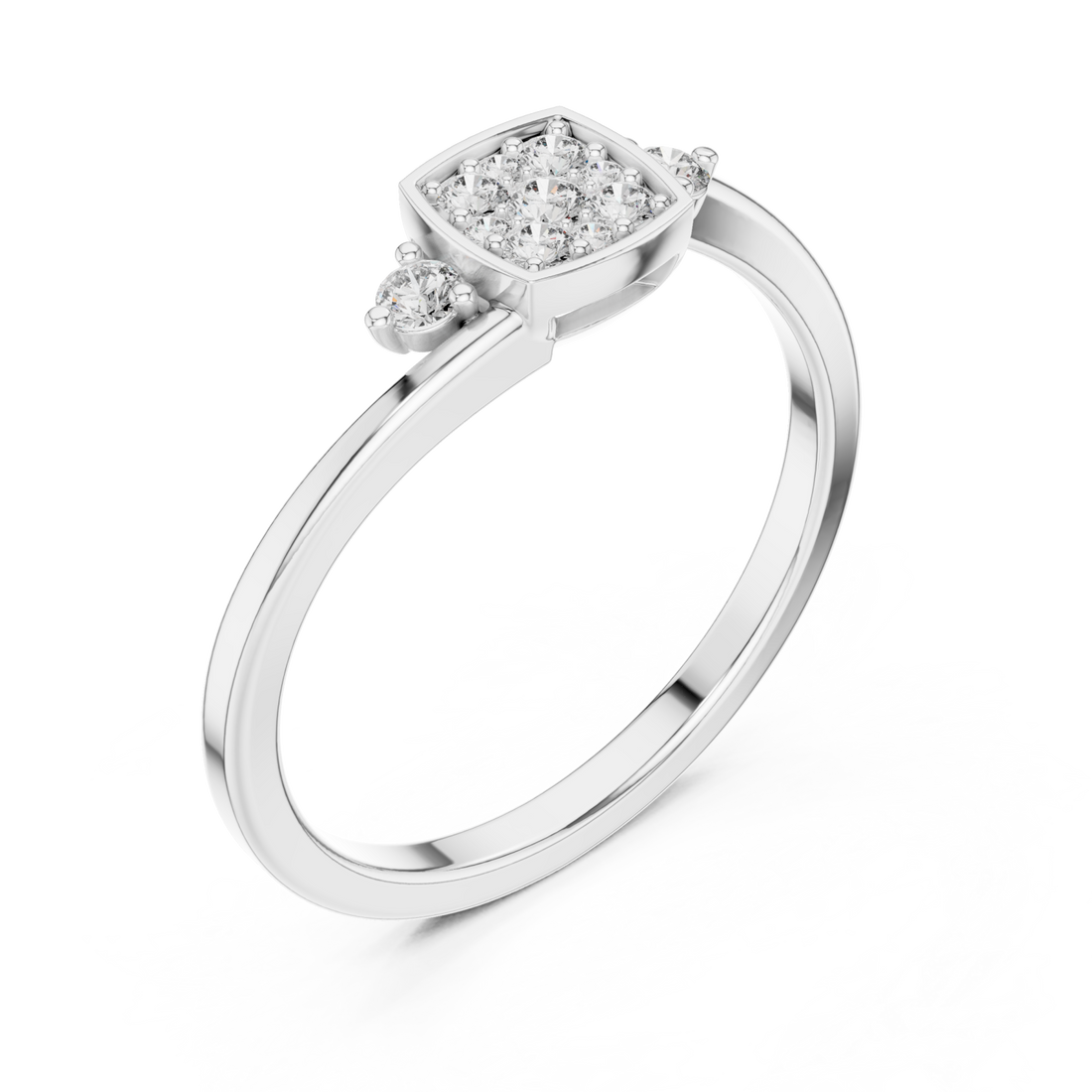  White Gold Celestial Spark Radiance Halo Engagement Ring Right View