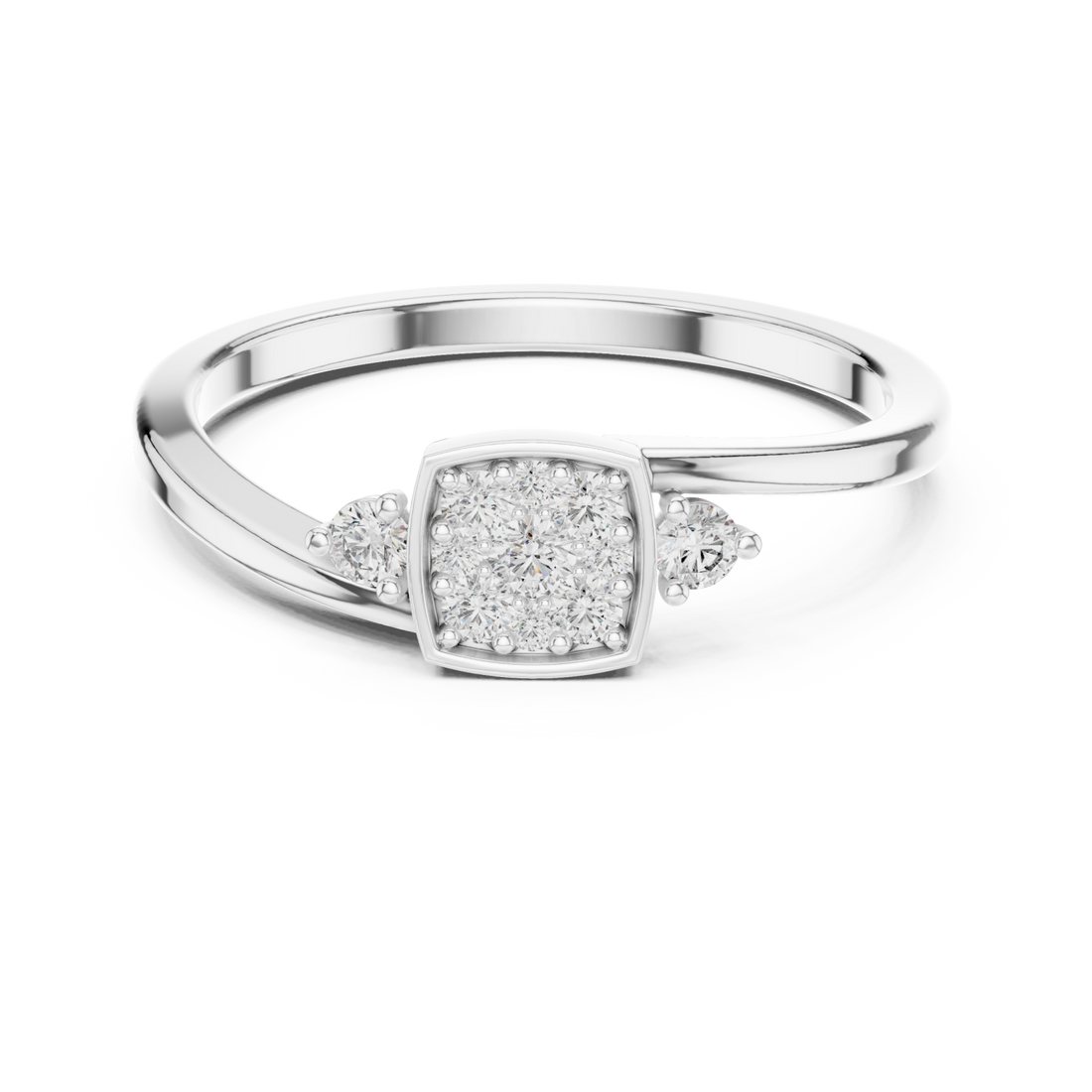  White Gold Celestial Spark Radiance Halo Engagement Ring Right View