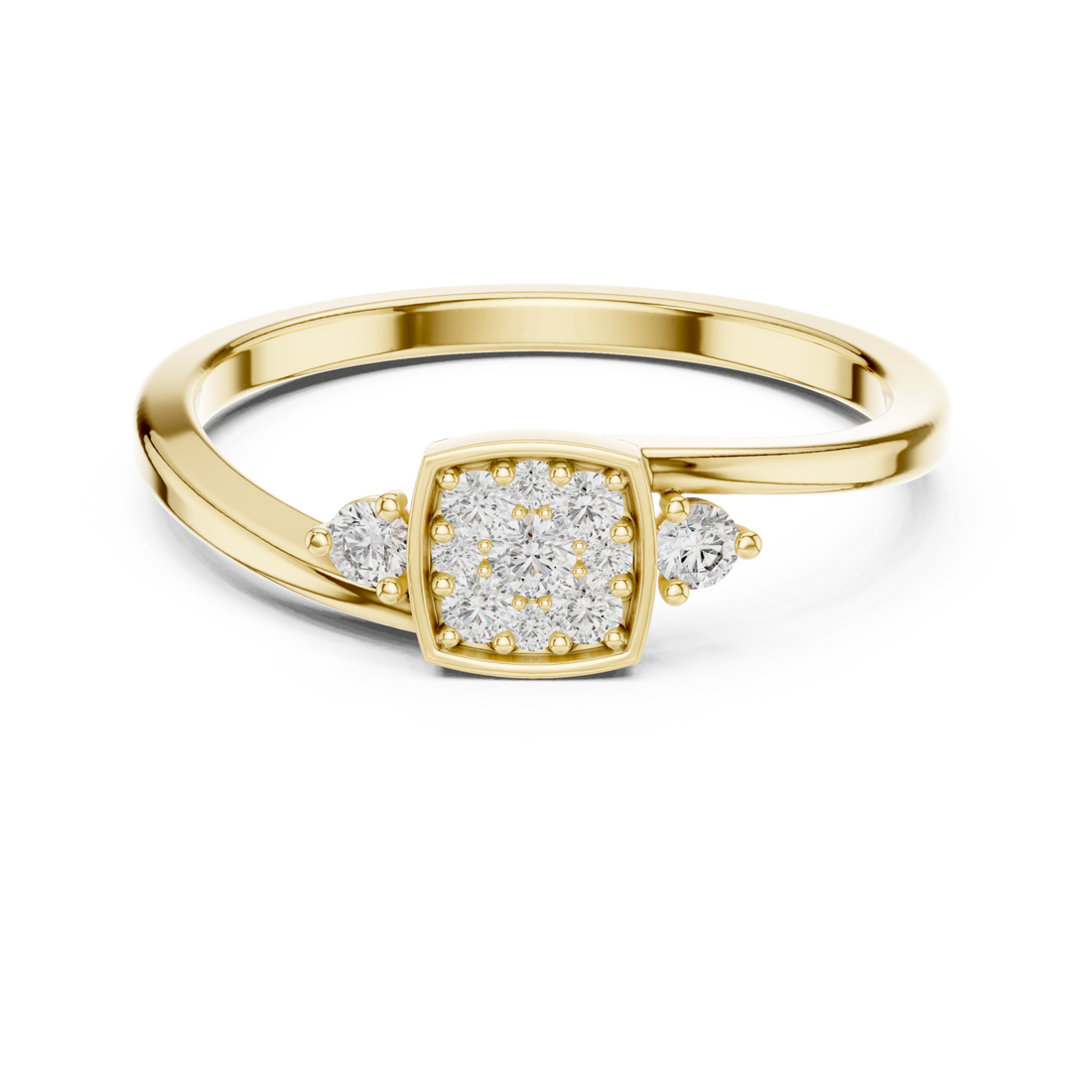 Gold Celestial Spark Radiance Halo Engagement Ring Right View