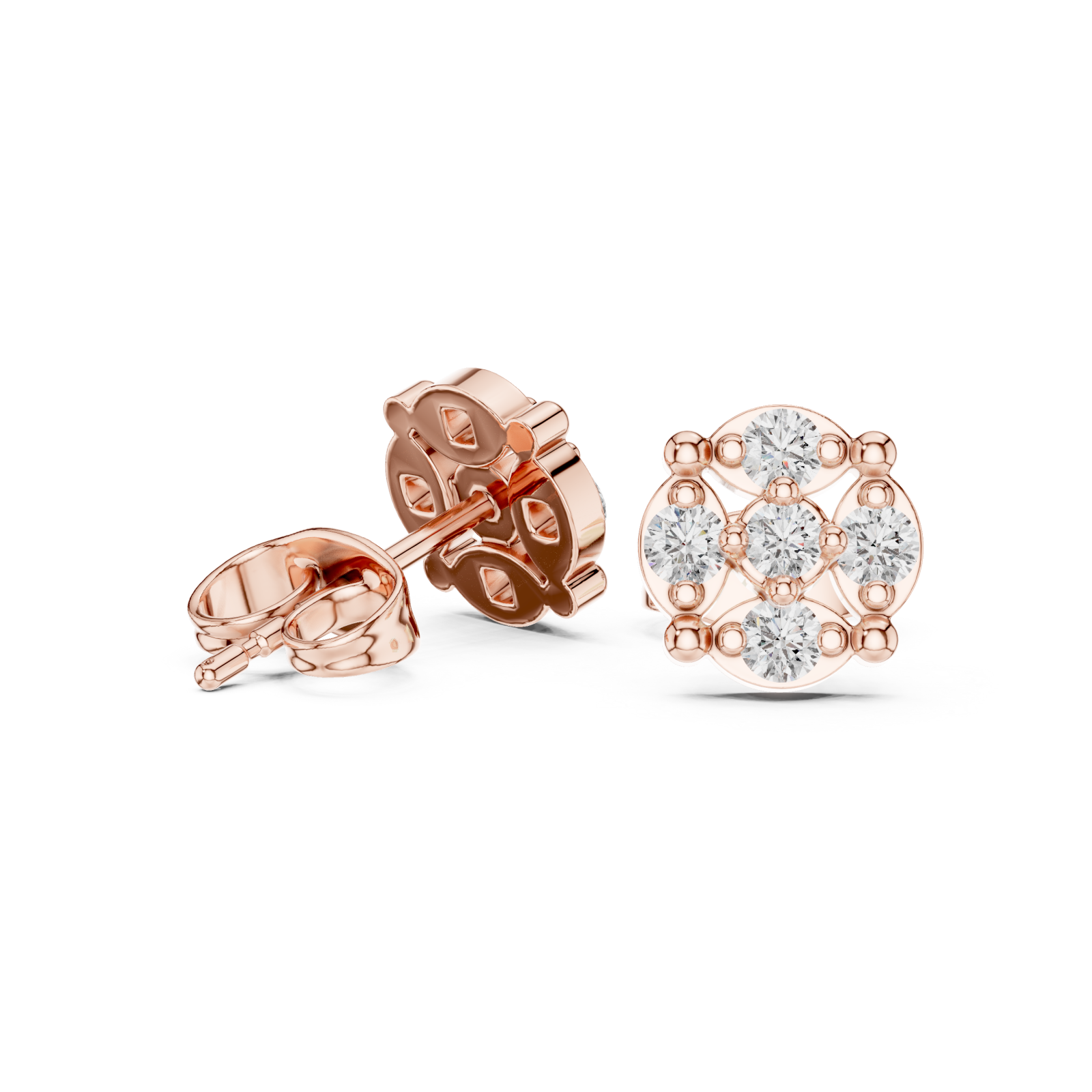  Rose Gold Luminous Harmony Petite Stud Earrings Left View