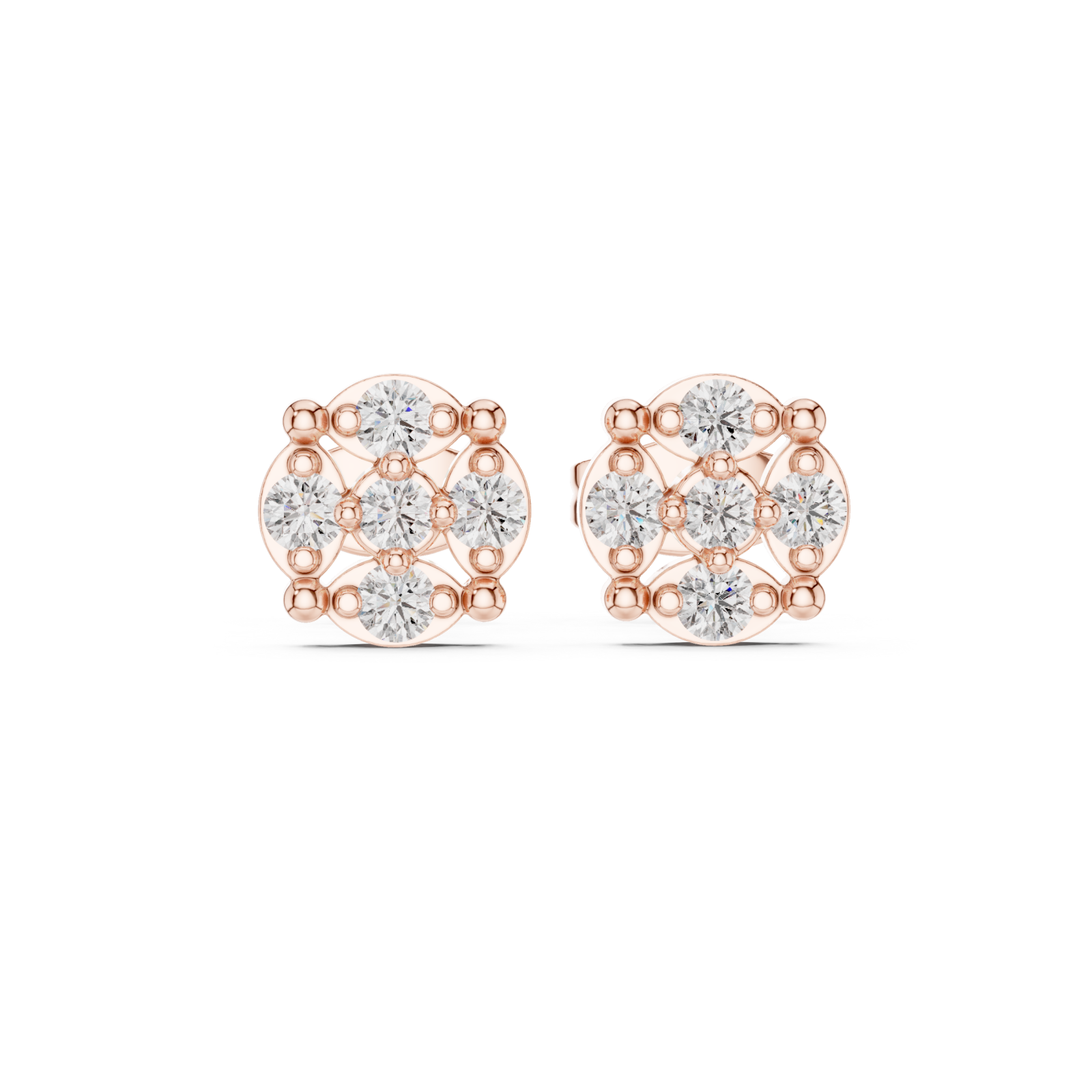  Rose Gold Luminous Harmony Petite Stud Earrings Front View