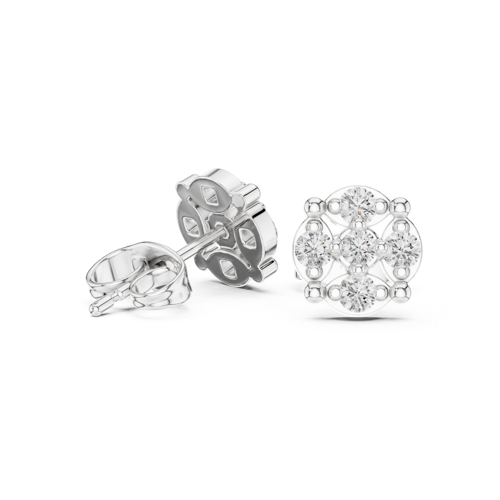  White Gold Luminous Harmony Petite Stud Earrings Left View