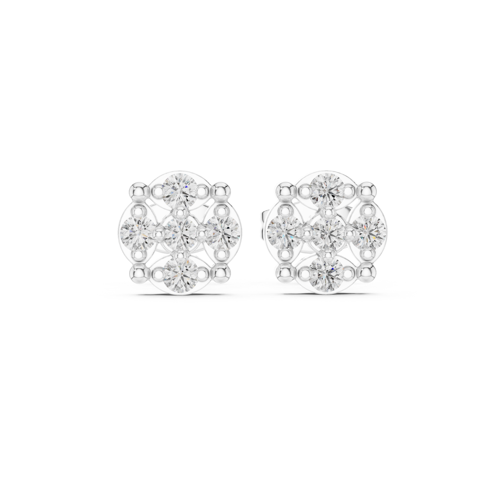  White Gold Luminous Harmony Petite Stud Earrings Front View