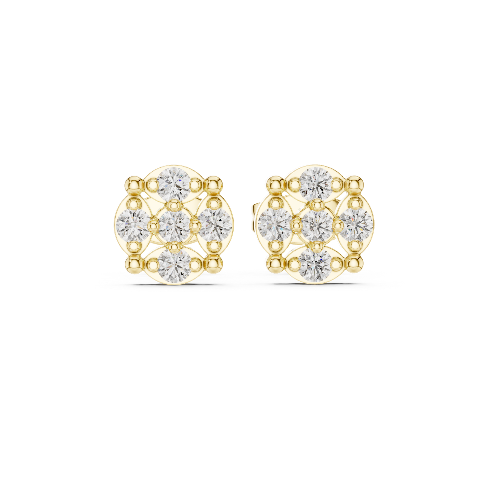  Gold Luminous Harmony Petite Stud Earrings Front View