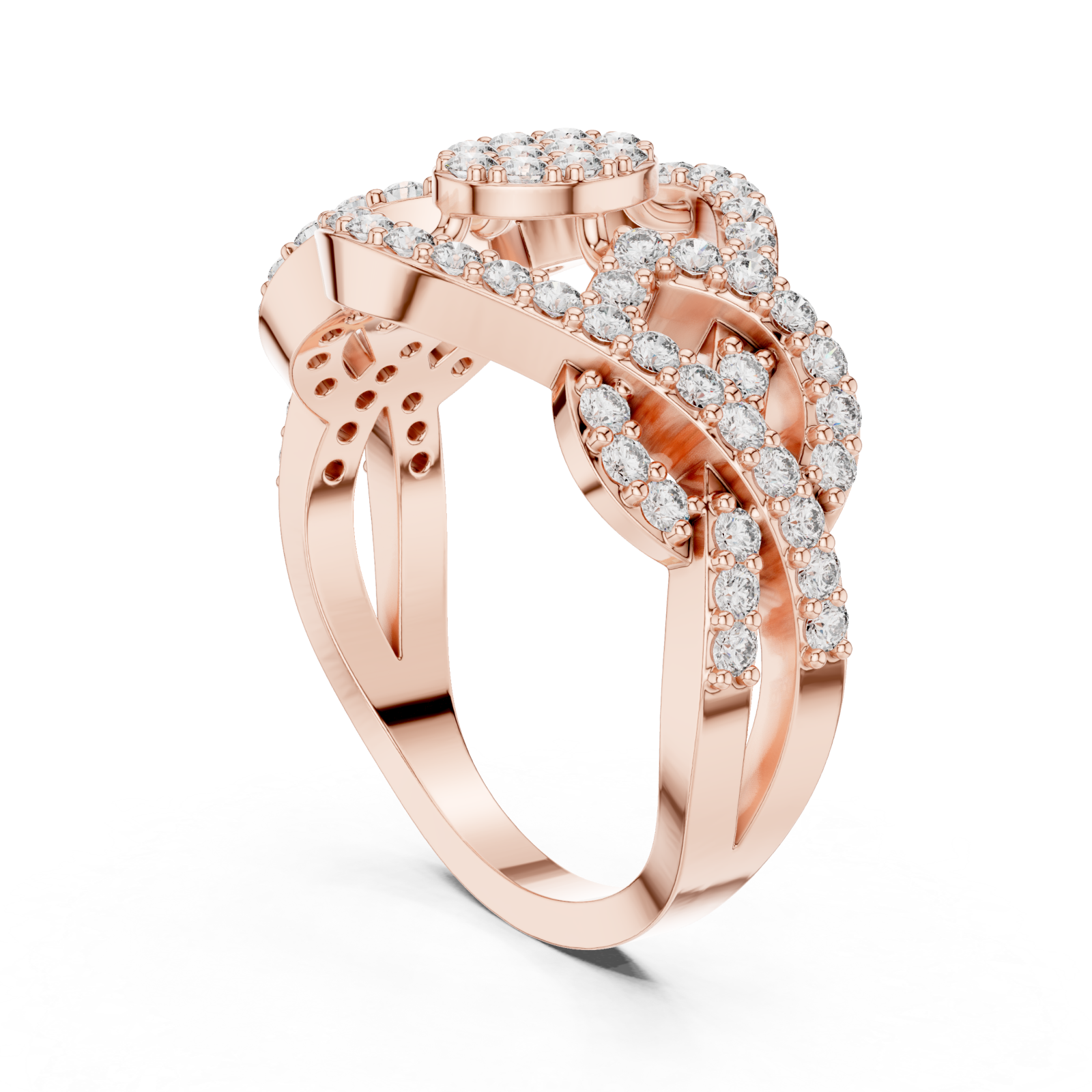  Rose Gold Radiant Embrace Artistry Fashion Ring Left View