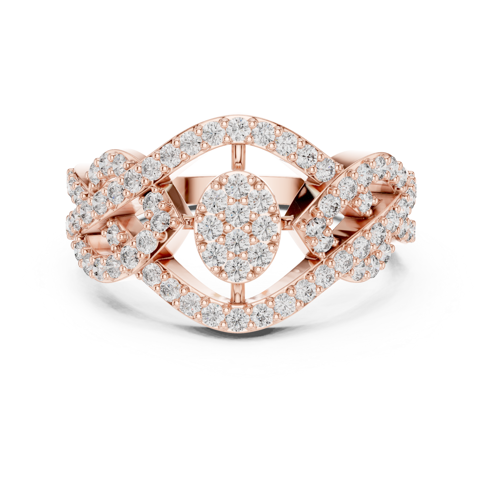  Rose Gold Radiant Embrace Artistry Fashion Ring Front View