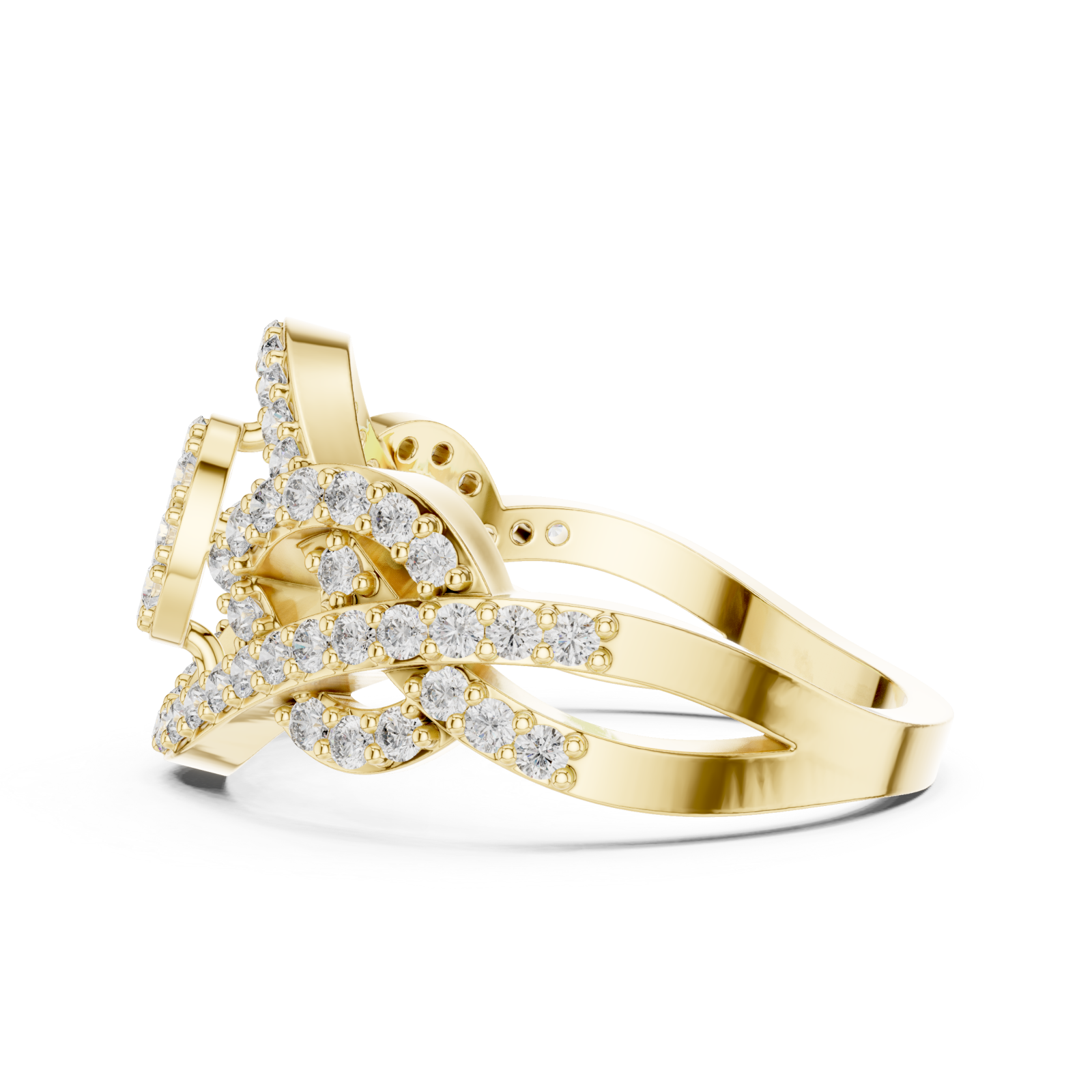  Gold Radiant Embrace Artistry Fashion Ring Side View